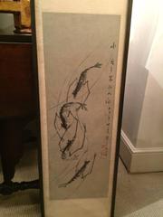 Chinese Scroll Painting of Prawns