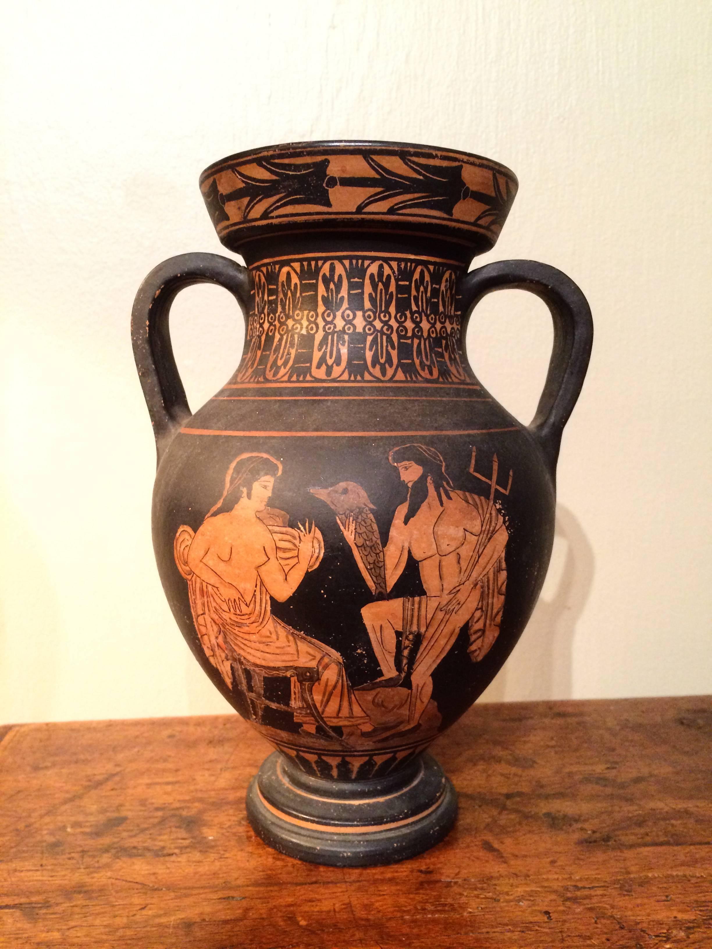 Pottery Classical Style Greek Vase with Neptune