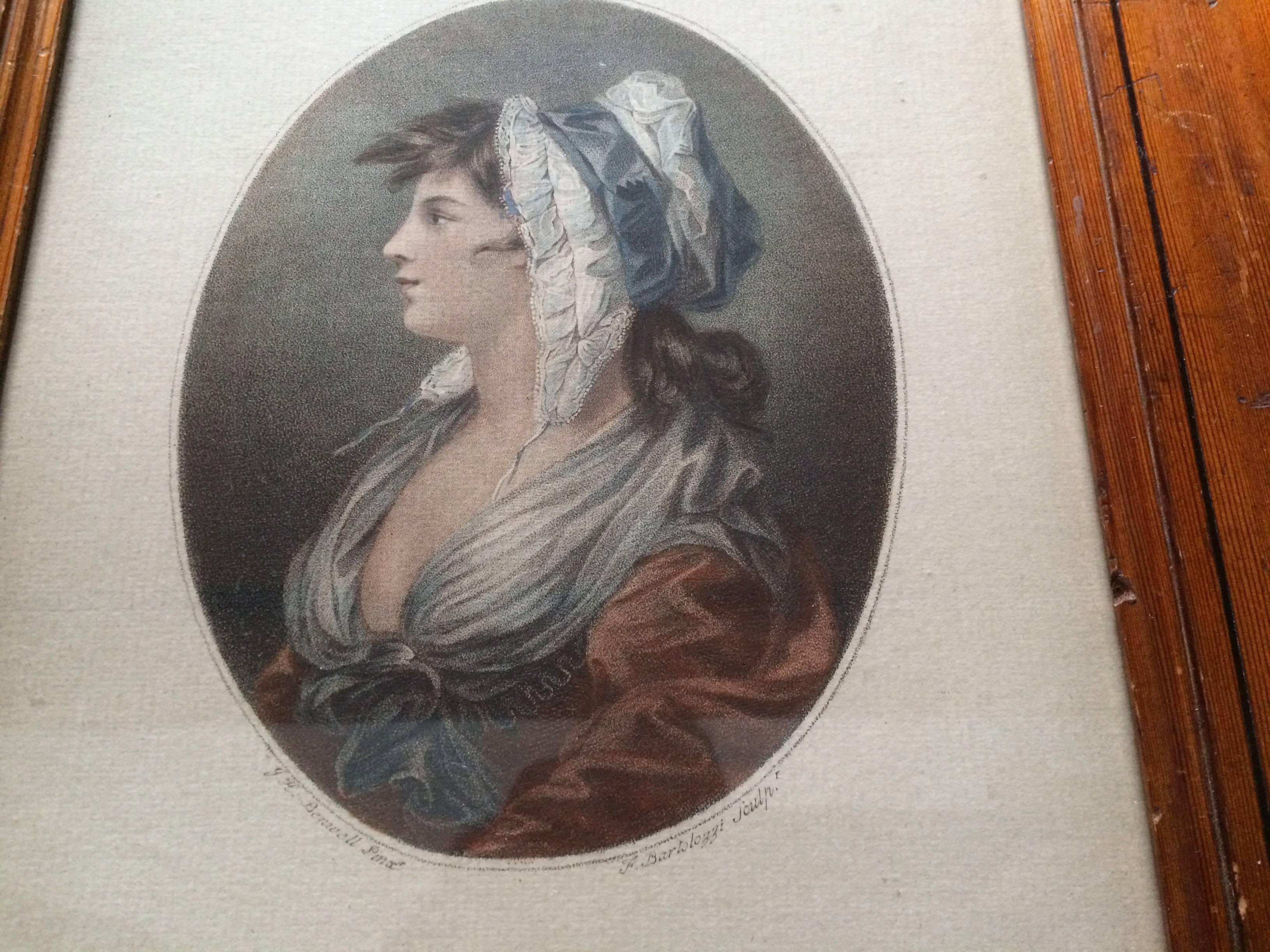 18th Century Portrait Color Engraving, Original Frame, 'A Saint Giles's Beauty' In Good Condition For Sale In Stamford, CT