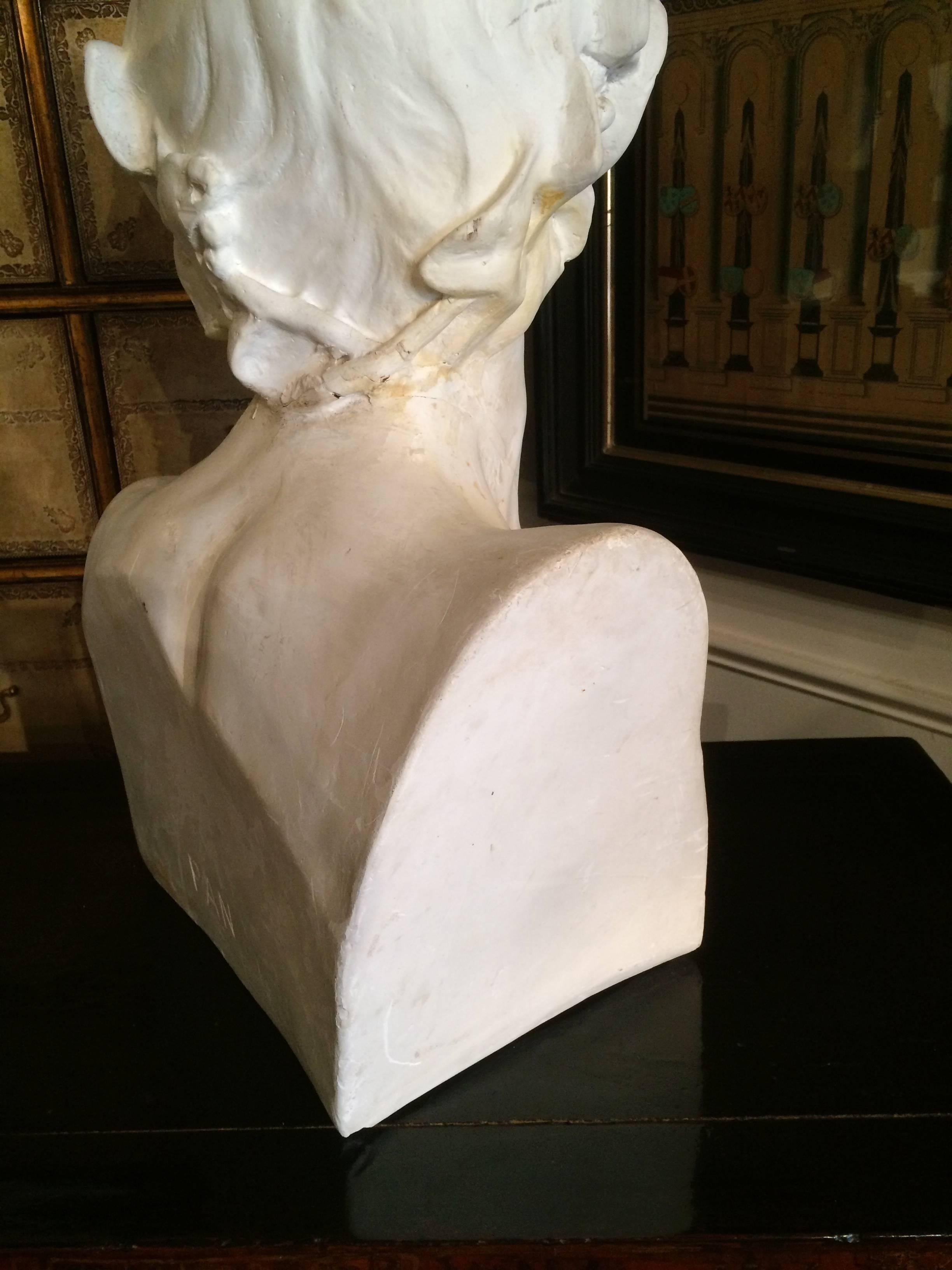 Life size Plaster Bust of the Greek God Pan In Excellent Condition In Stamford, CT