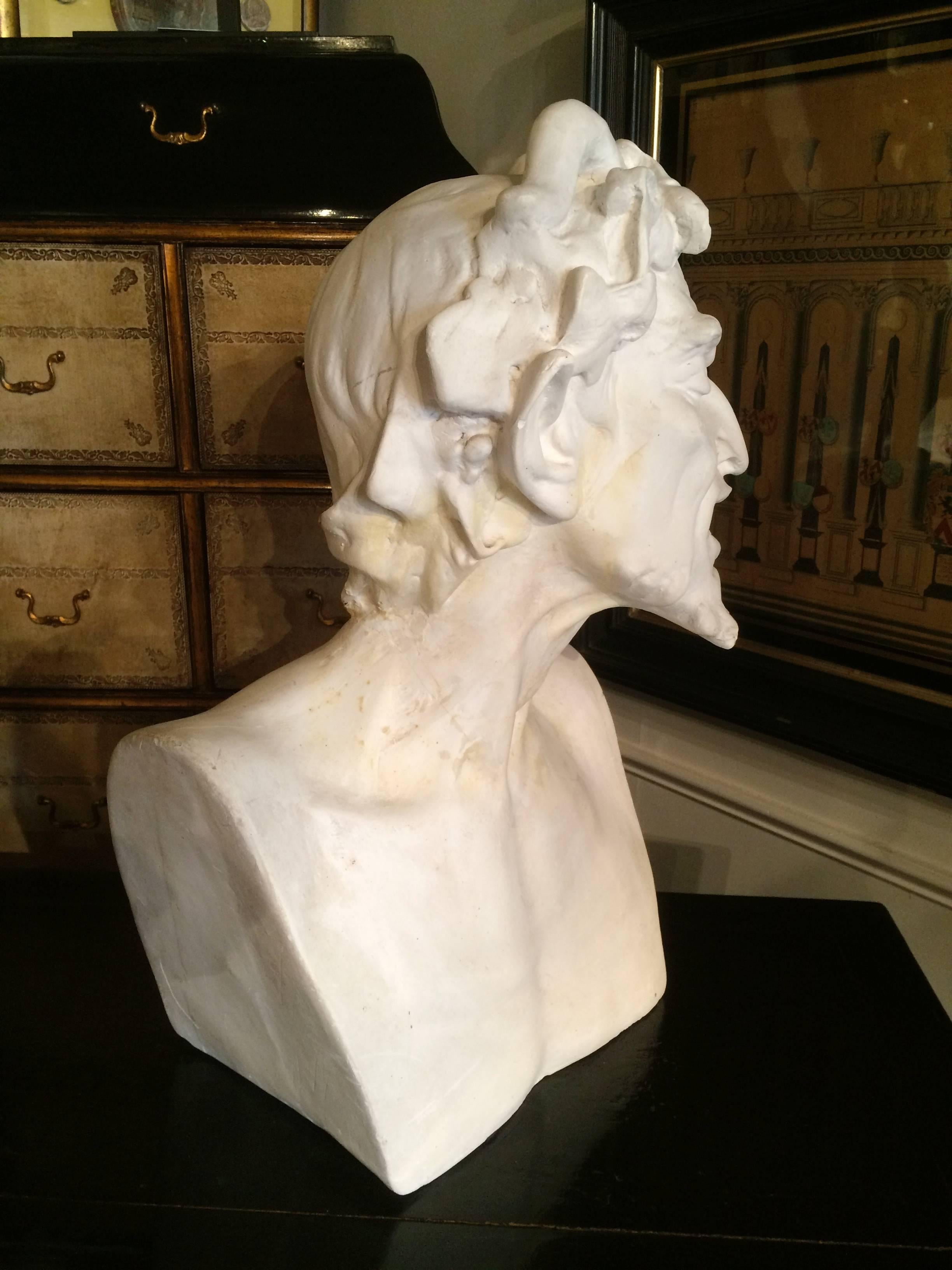 19th Century Life size Plaster Bust of the Greek God Pan