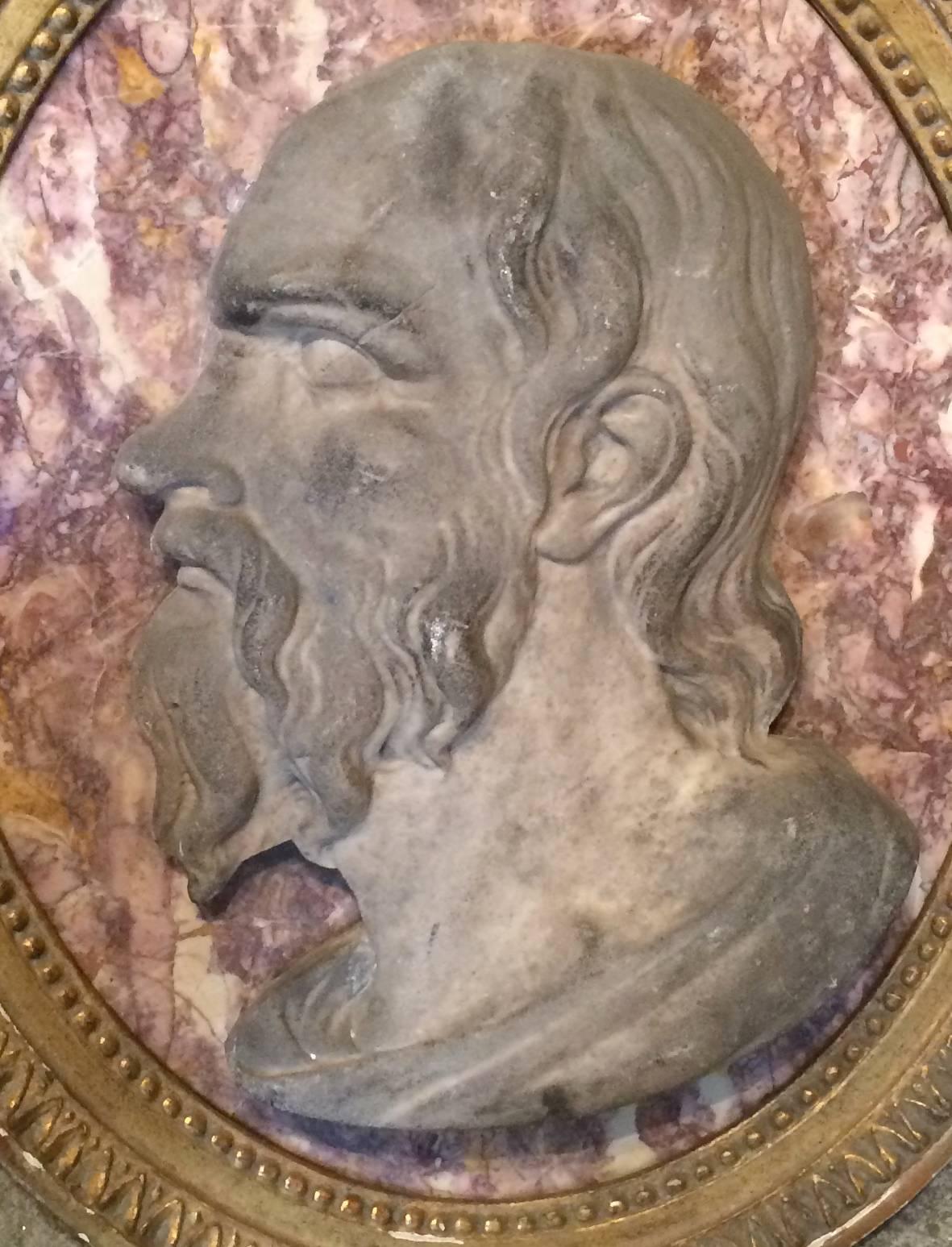 18th Century Roman Marble Relief Portrait of Seneca In Good Condition For Sale In Stamford, CT