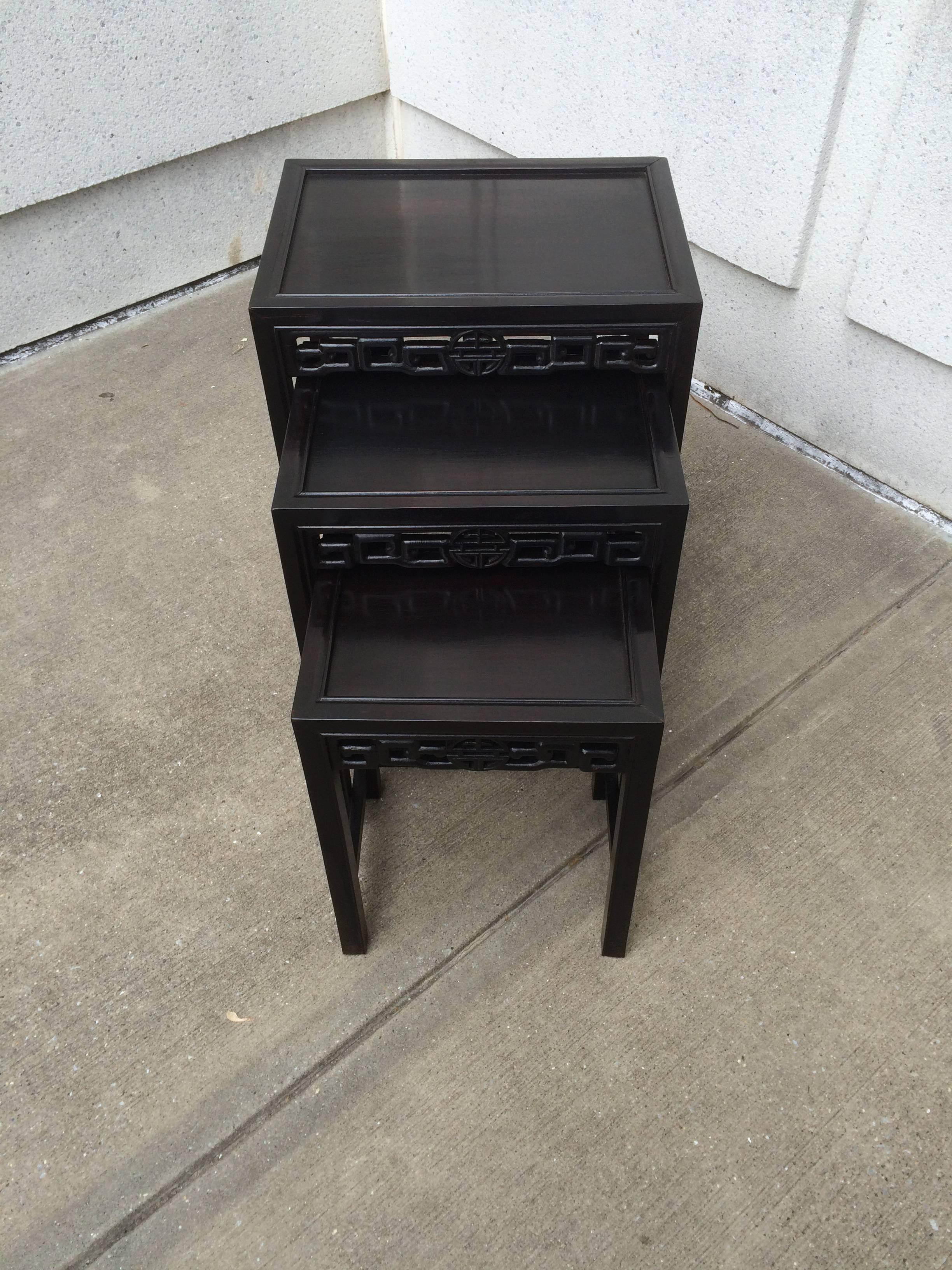 Wood Chinese Export Ebonized Nesting Tables, circa 1900 For Sale