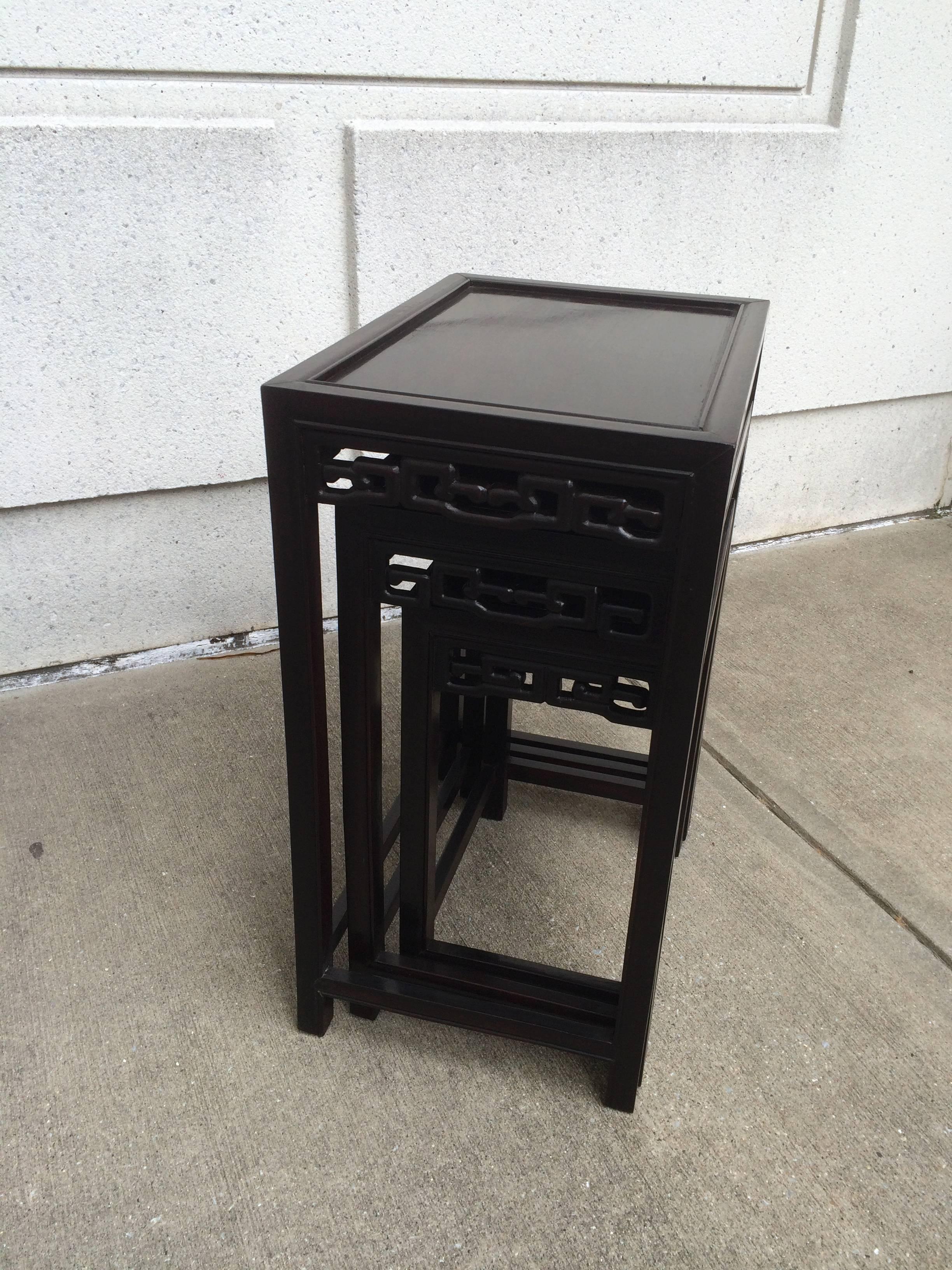 Early 20th Century Chinese Export Ebonized Nesting Tables, circa 1900 For Sale