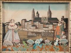 18th Century French Diorama, View of Rouen Cathedral