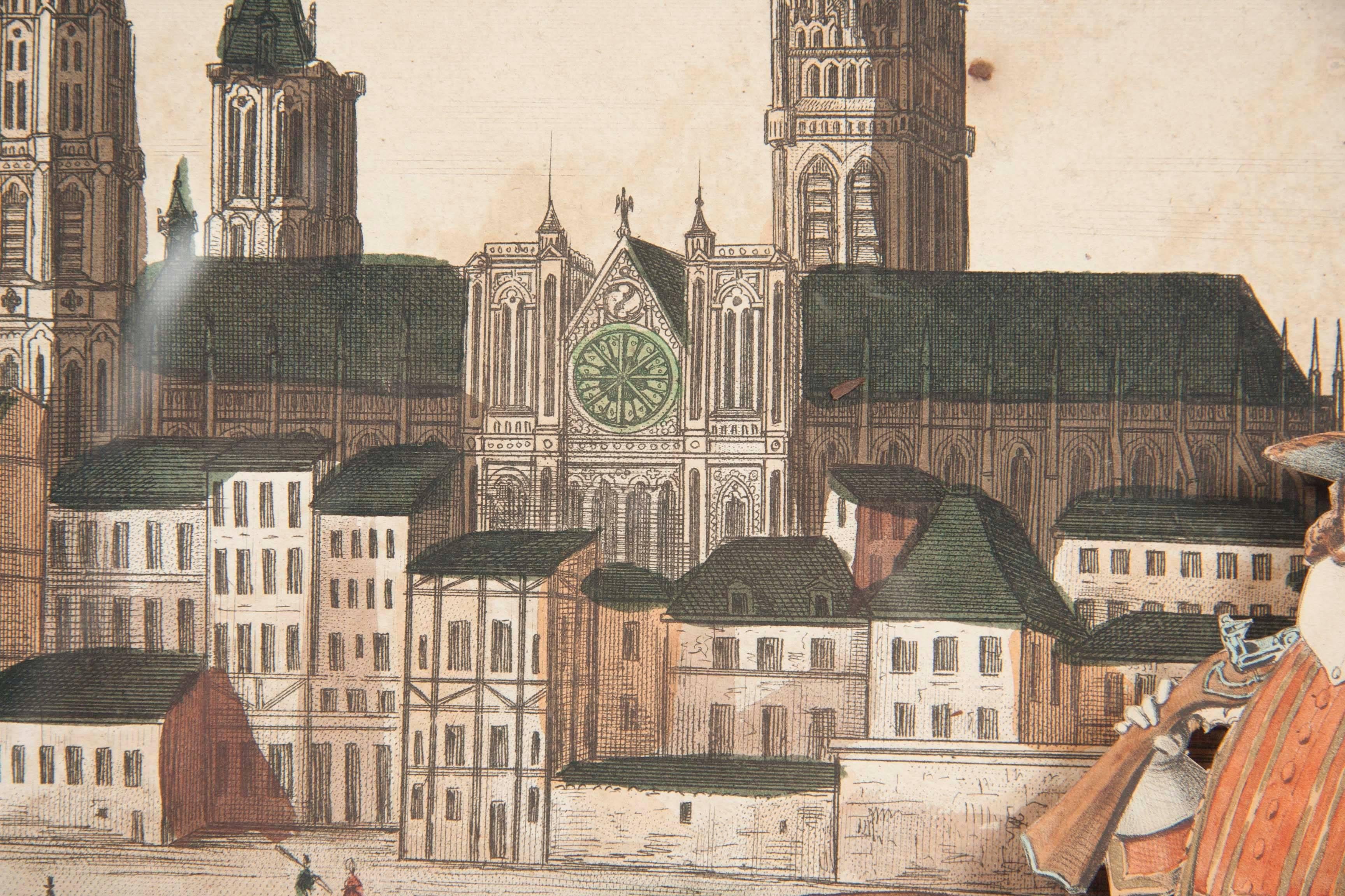 18th Century French Diorama, View of Rouen Cathedral 2