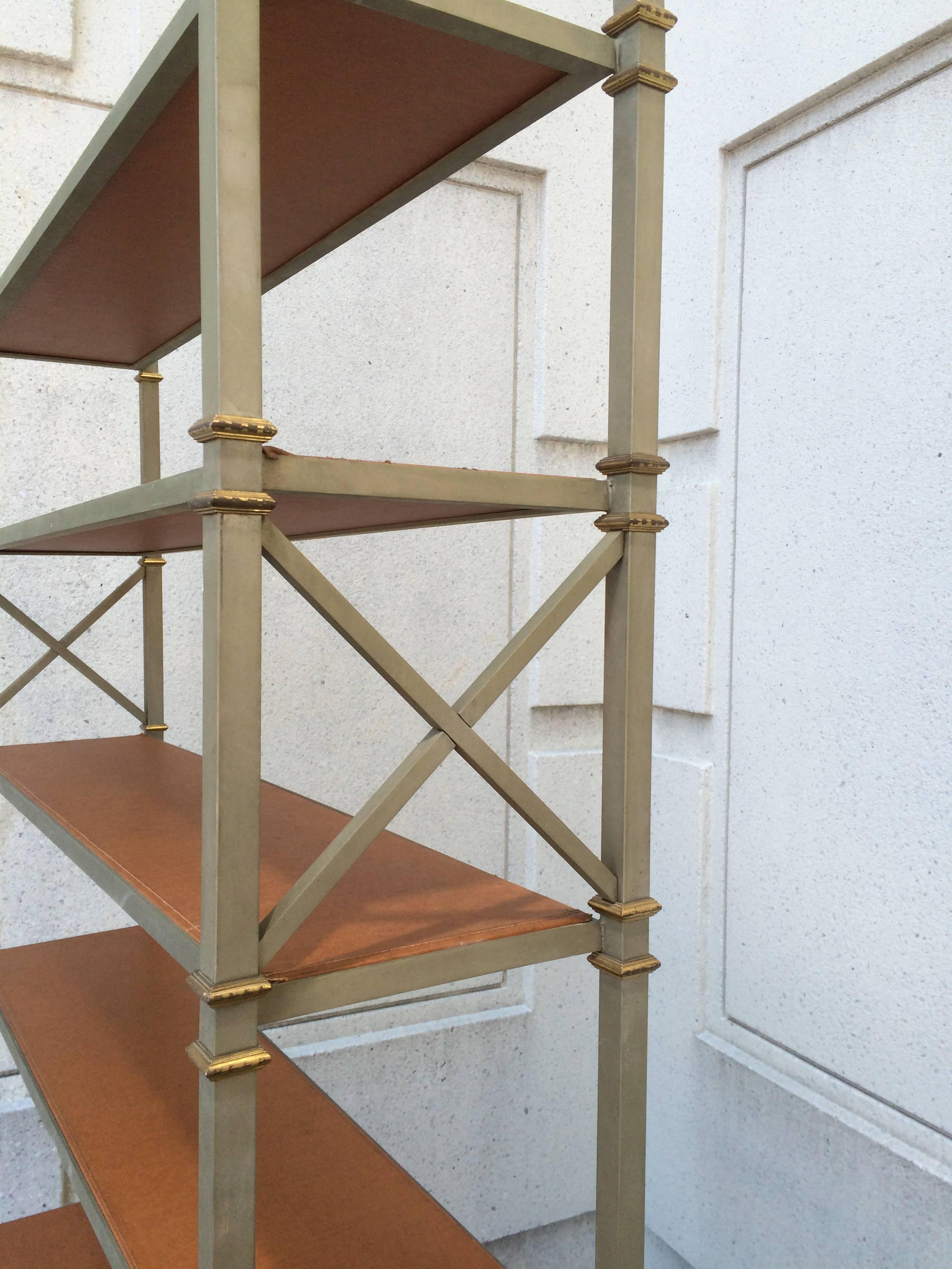 French Maison Jansen Steel and Bronze Etagere 