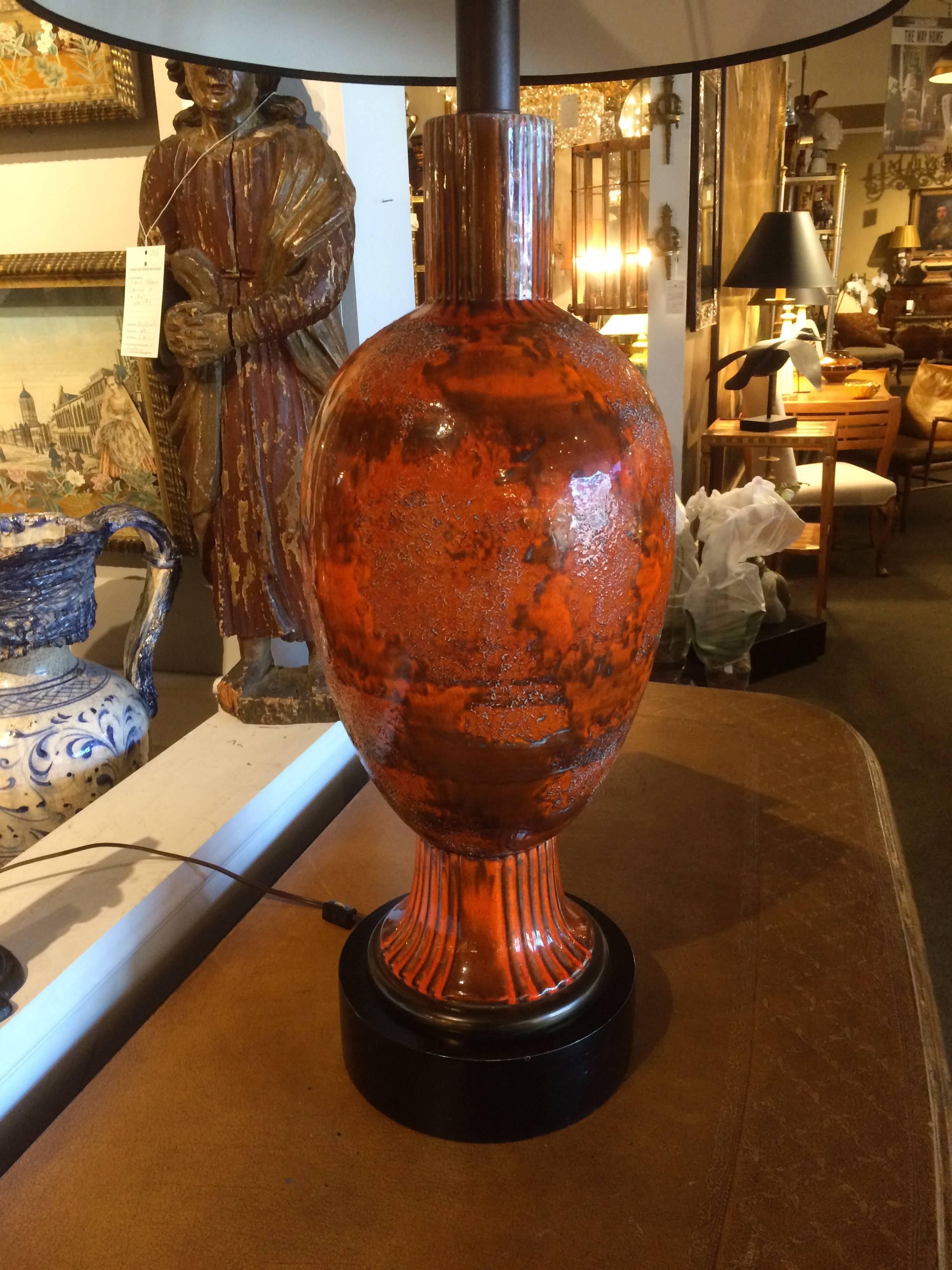 Mid-Century Modern Pair of Large Scale Italian Mid Century Ceramic Lamps