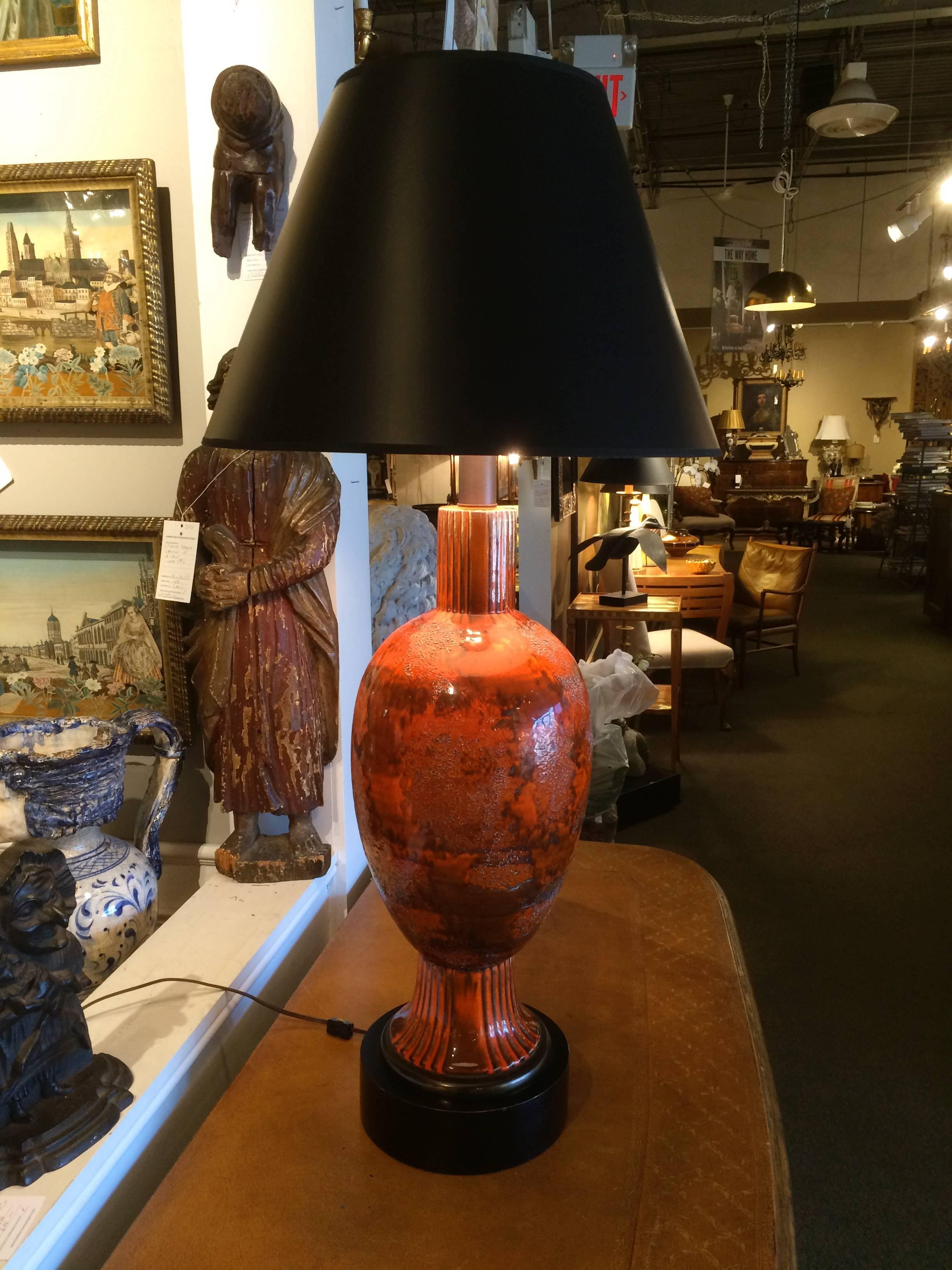 Pair of Large Scale Italian Mid Century Ceramic Lamps In Excellent Condition In Stamford, CT
