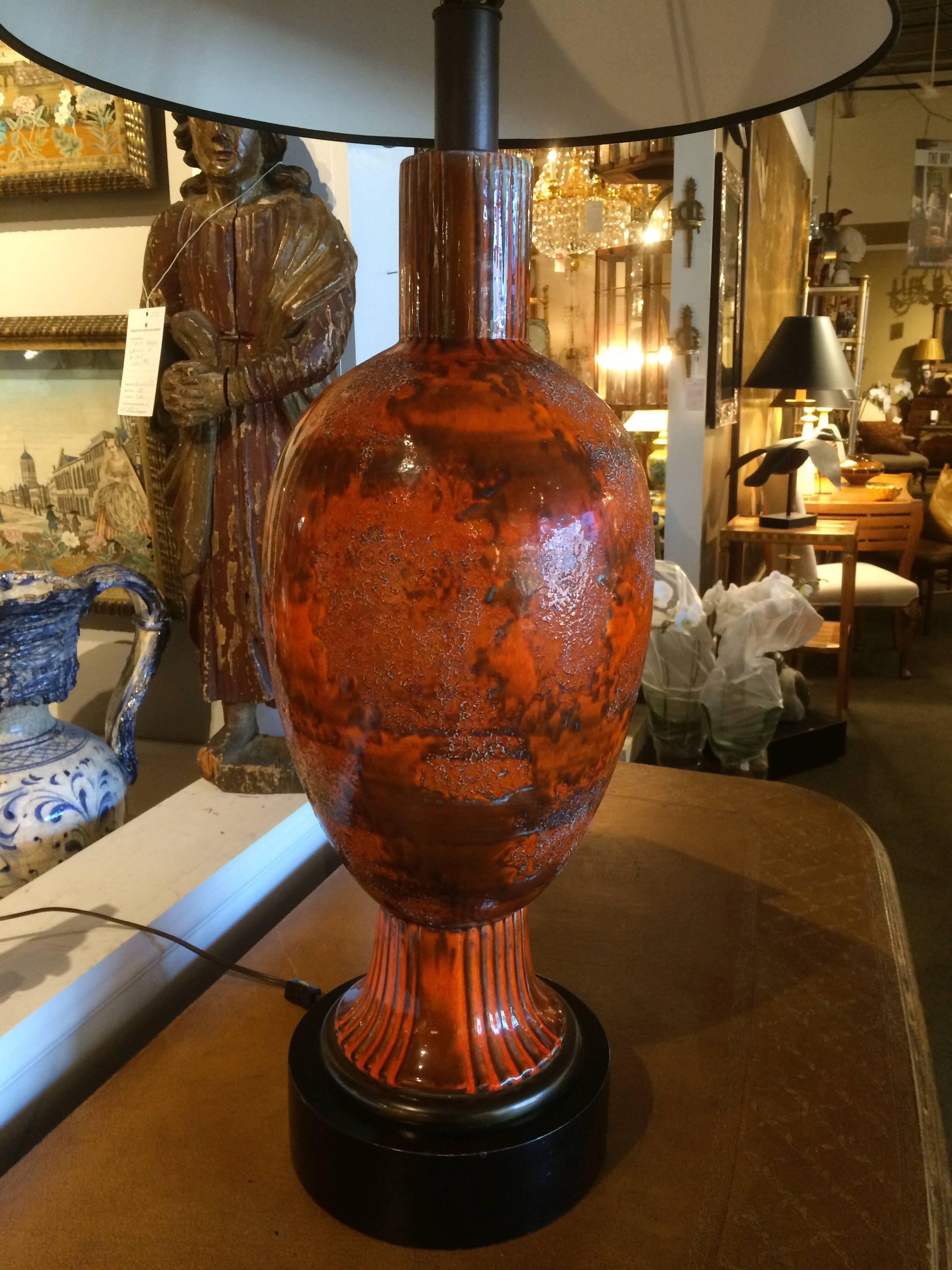 Mid-20th Century Pair of Large Scale Italian Mid Century Ceramic Lamps