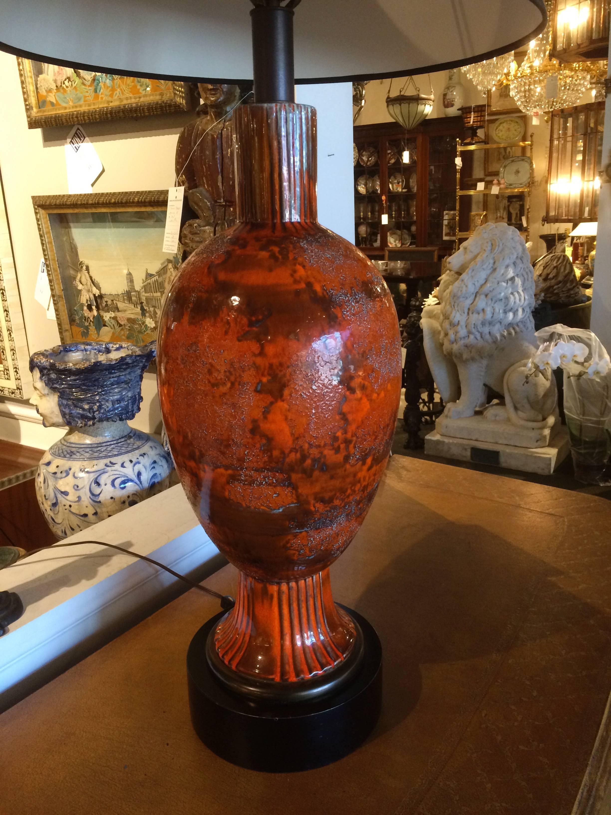 Pair of Large Scale Italian Mid Century Ceramic Lamps 4