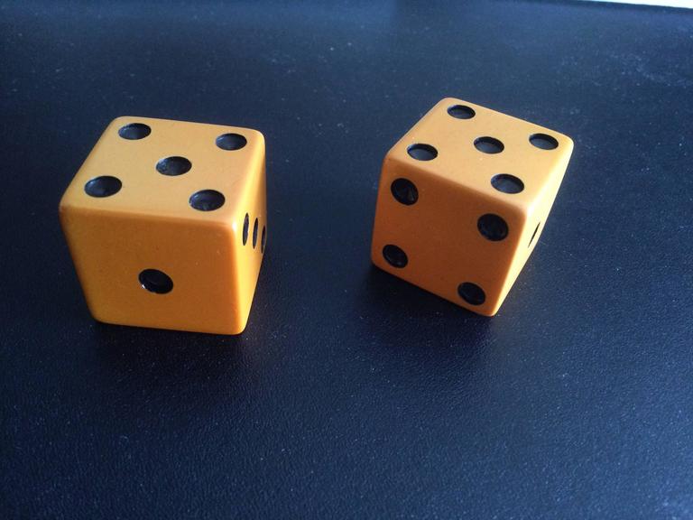 Pair of Large Vintage Butterscotch Bakelite Dice at 1stDibs vintage