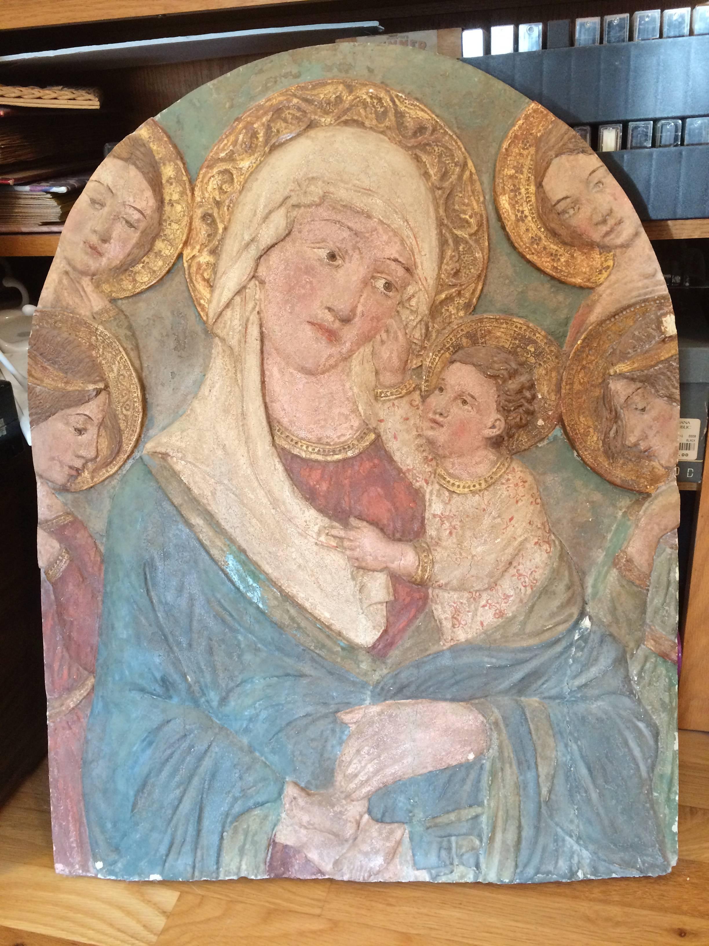 18th Century and Earlier Italian Renaissance Stucco Madonna and Child