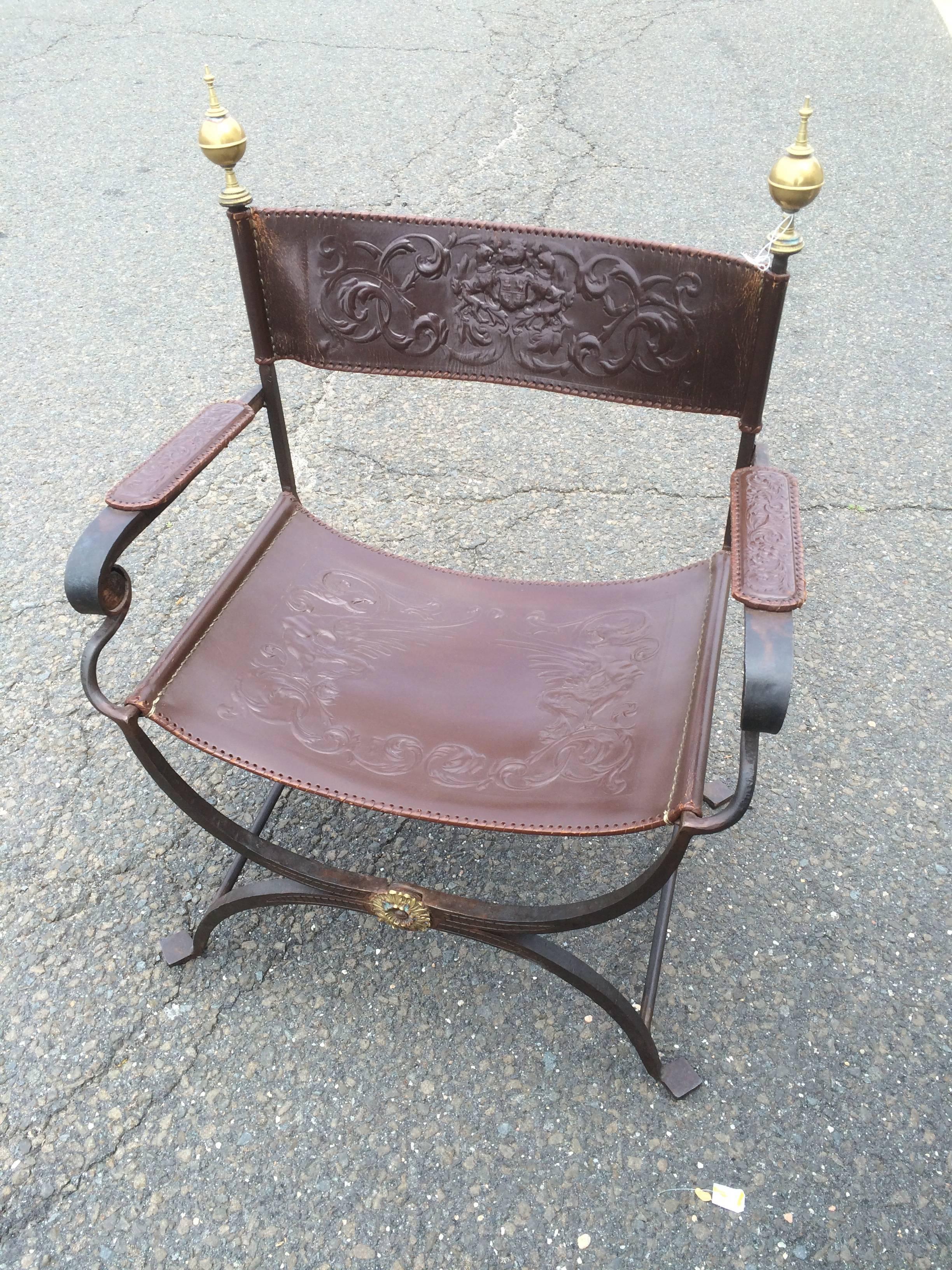 Pair of Wrought Iron Curule Chairs In Excellent Condition In Stamford, CT