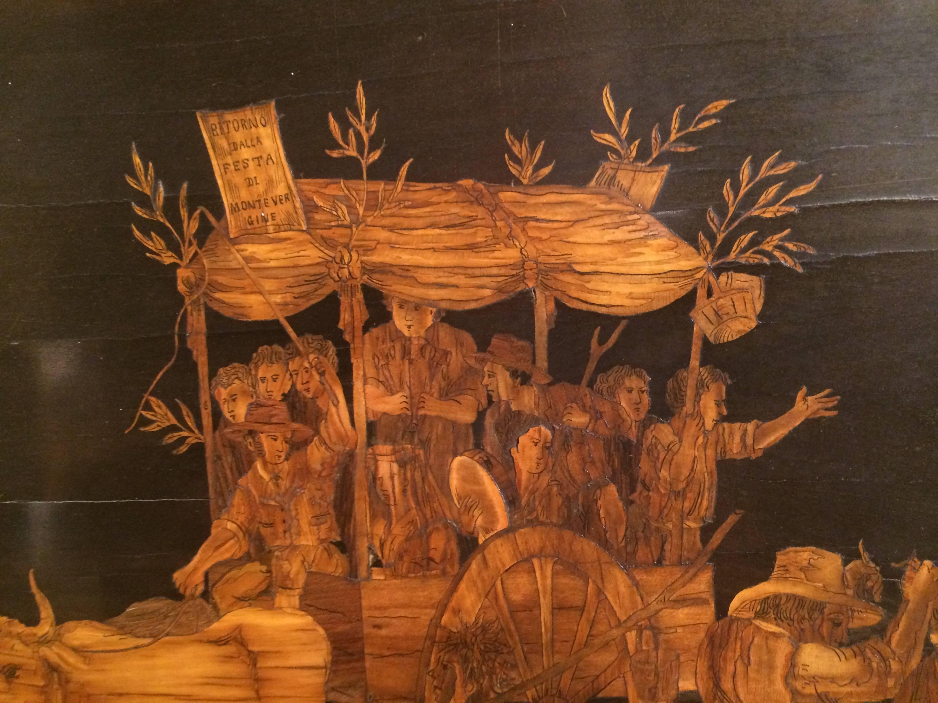 Italian Inlaid Marquetry Panel, Sorrento, Italy 19th Century