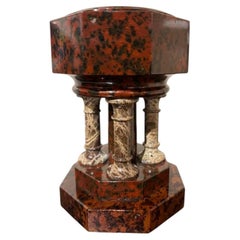 19th Century Italian Hardstone Urn Miniature Font Signed and Dated 1834