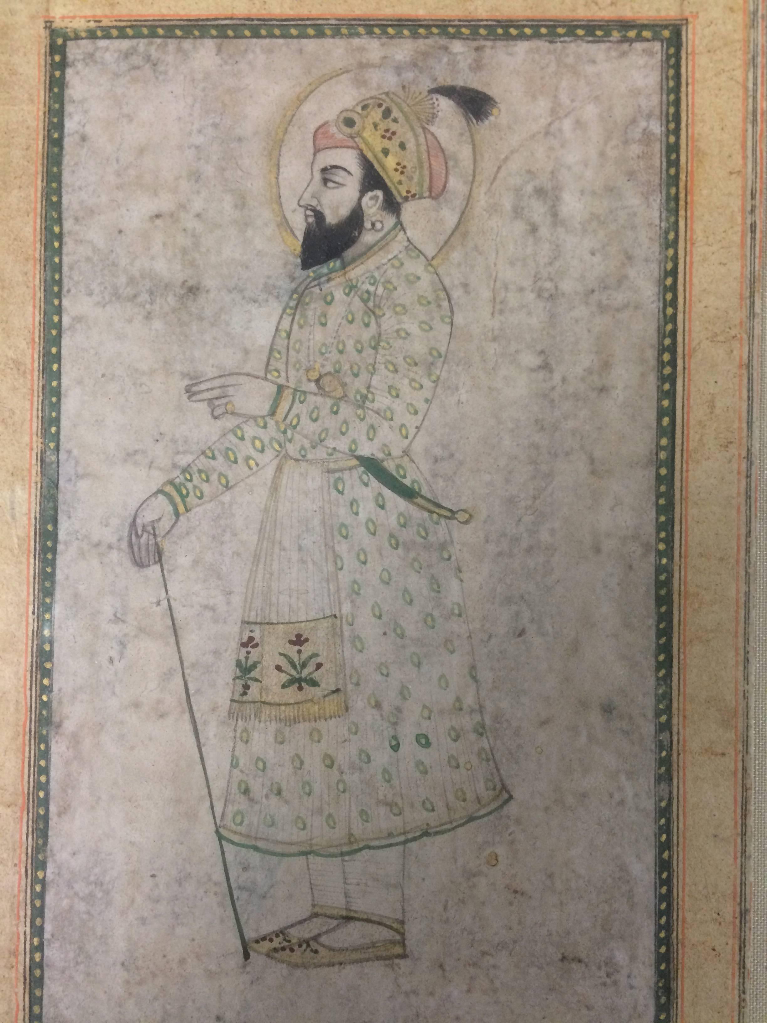 Anglo-Indian 19th Century Indian Watercolor of a Mughal Prince