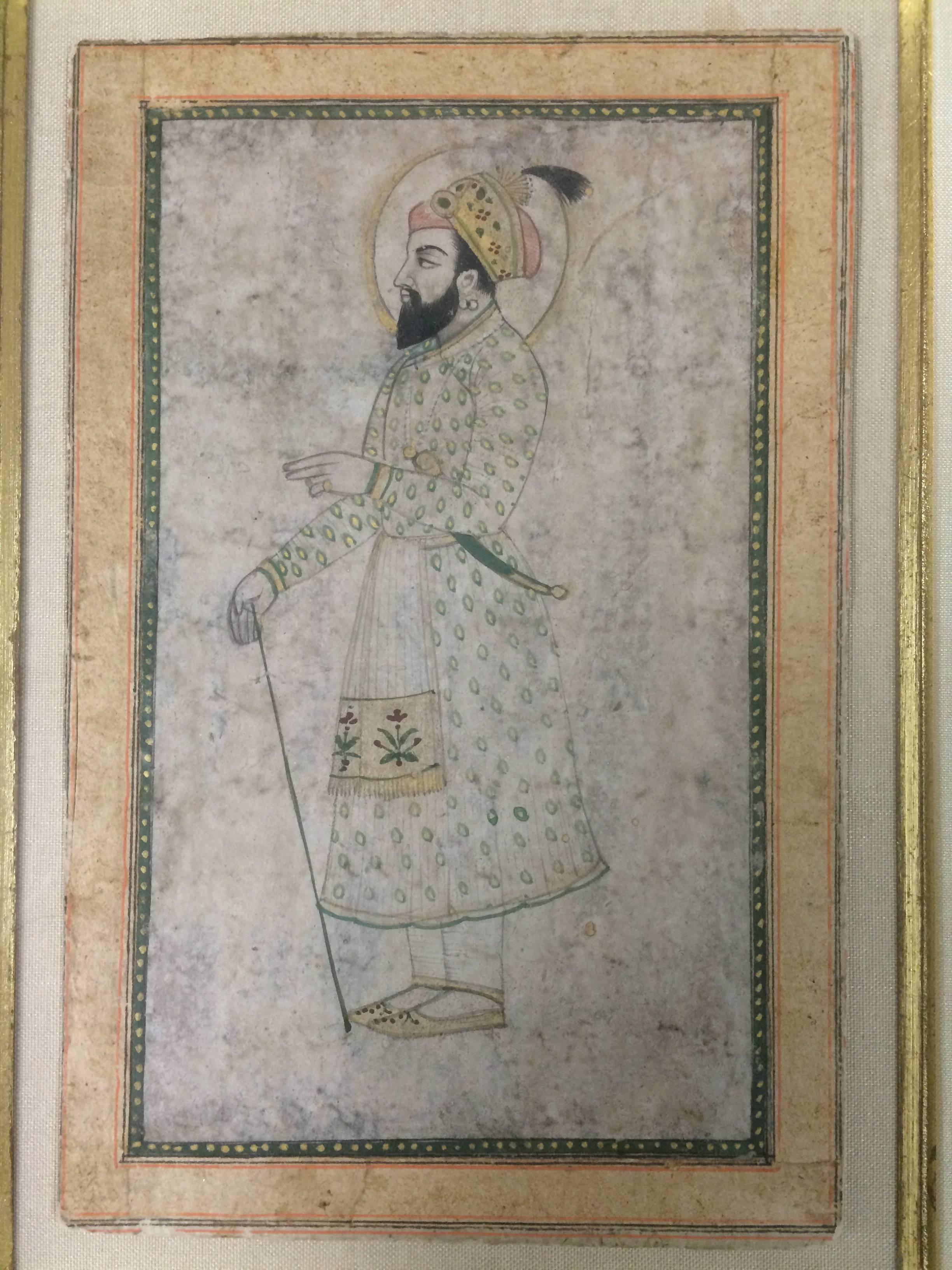 Hand-Painted 19th Century Indian Watercolor of a Mughal Prince