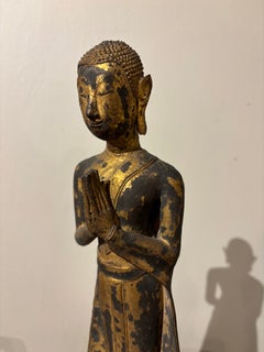 Thai Gilt Lacquered Bronze Buddhist Praying Bodhisattva, 19th Century
