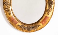 18th Century Italian Rococo Gilt Wood Oval Mirror, Small Scale, 18.75 inches