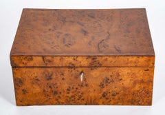 19th Century English Regency Burl Wood Box With Working Lock and Key