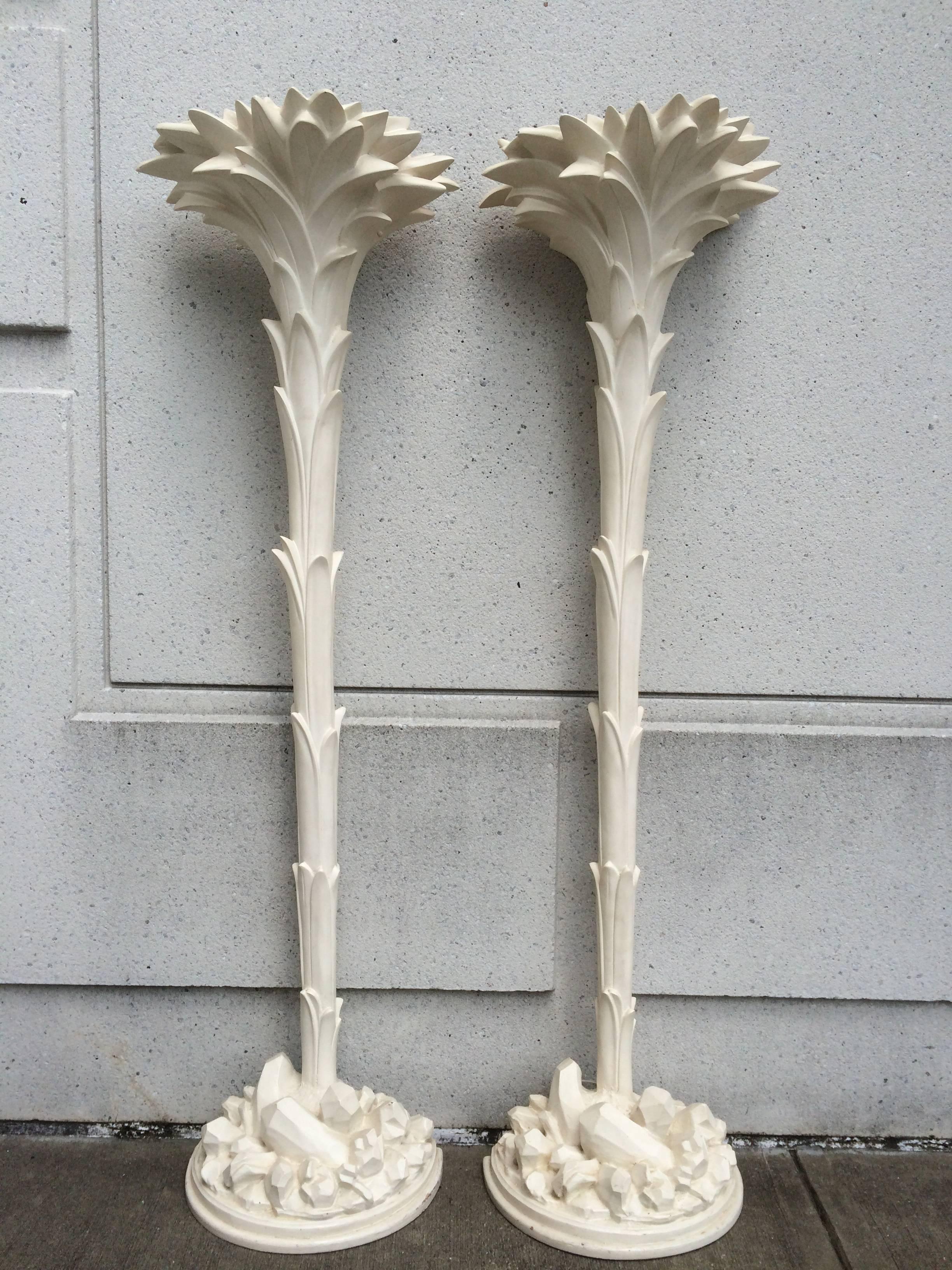 Baroque Revival Pair of Serge Roche Palm Tree Torcheres