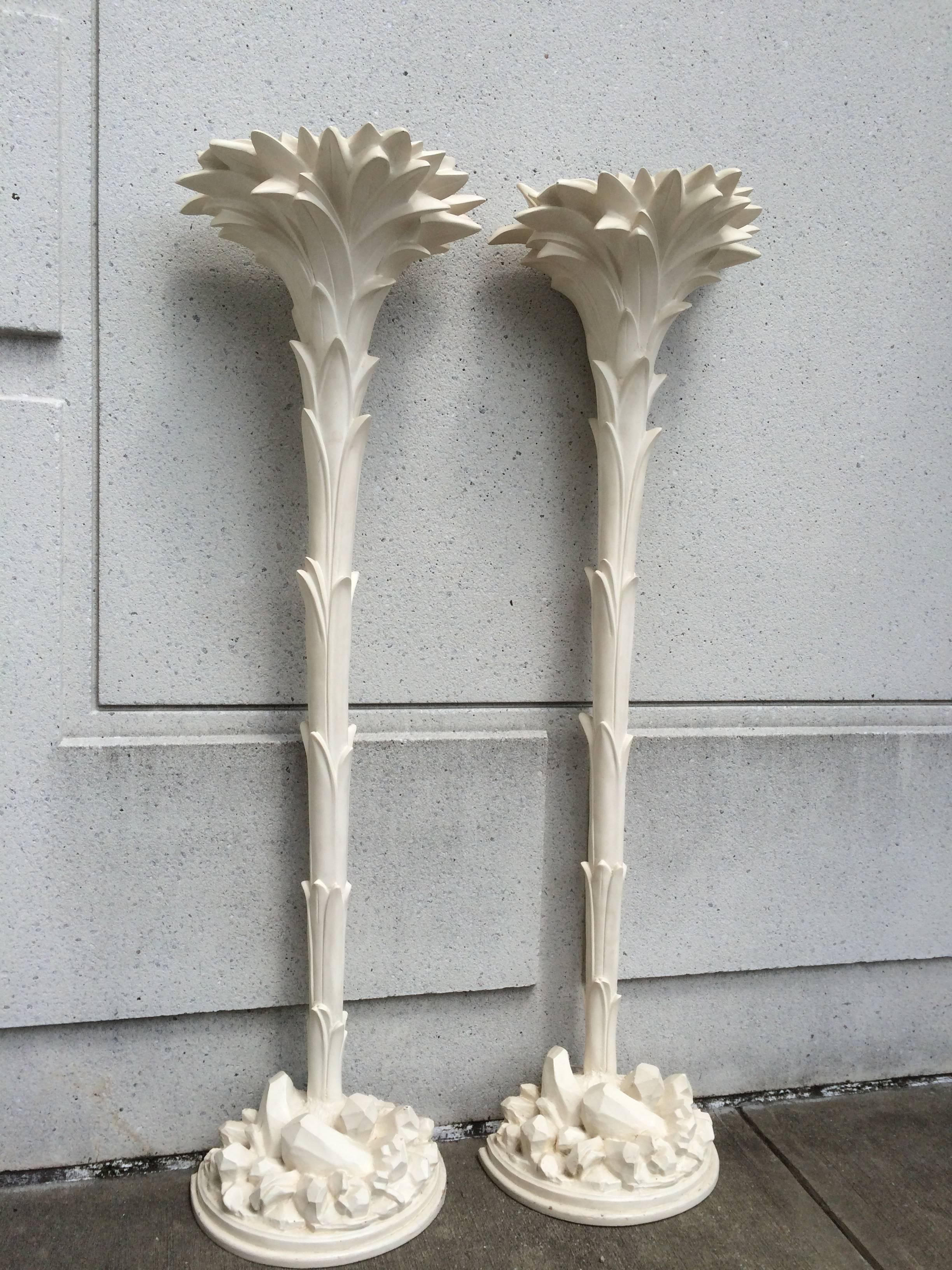 French Pair of Serge Roche Palm Tree Torcheres