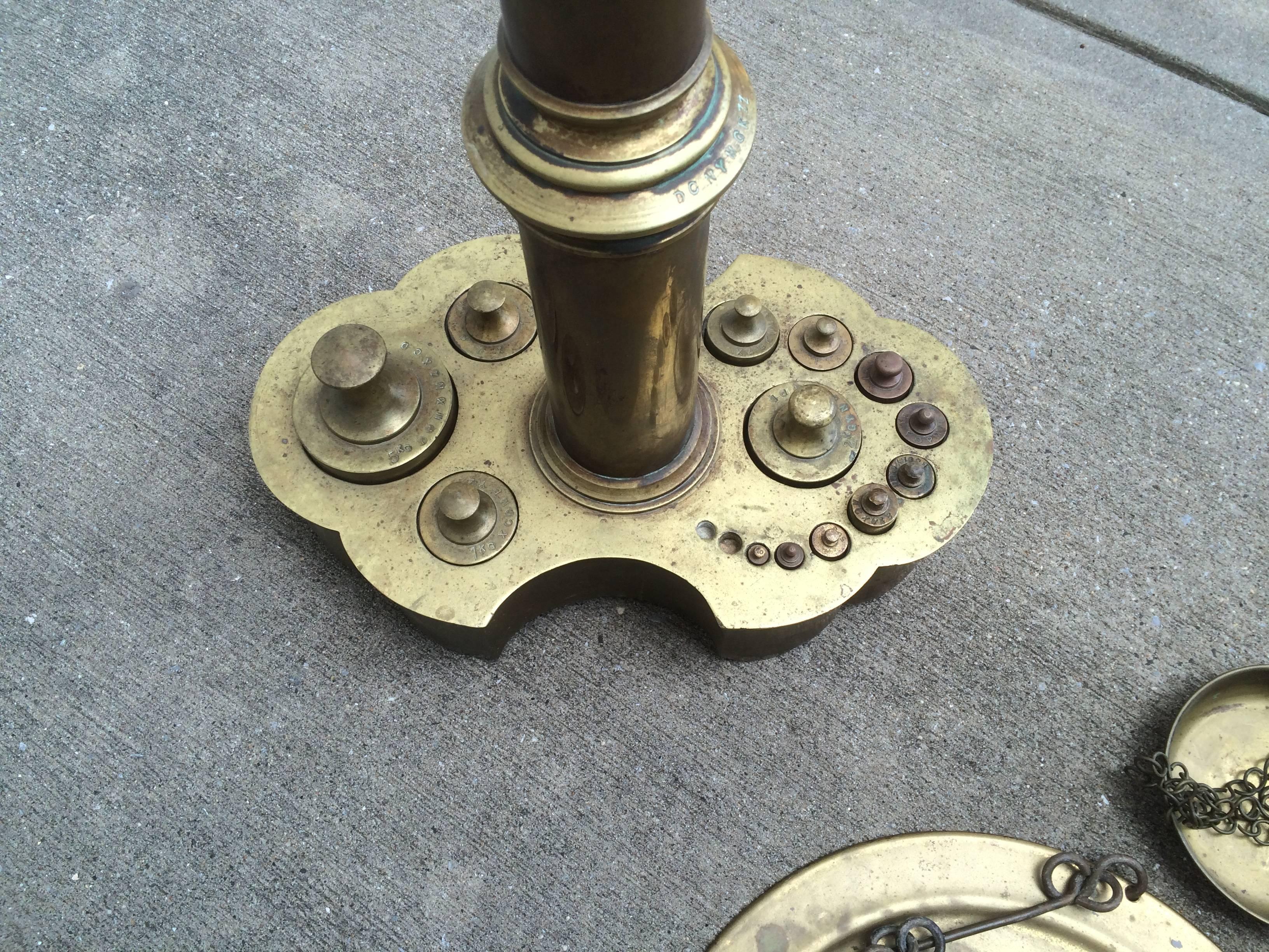 Baroque Massive Portugese Brass Balance Scale With Bull's Head
