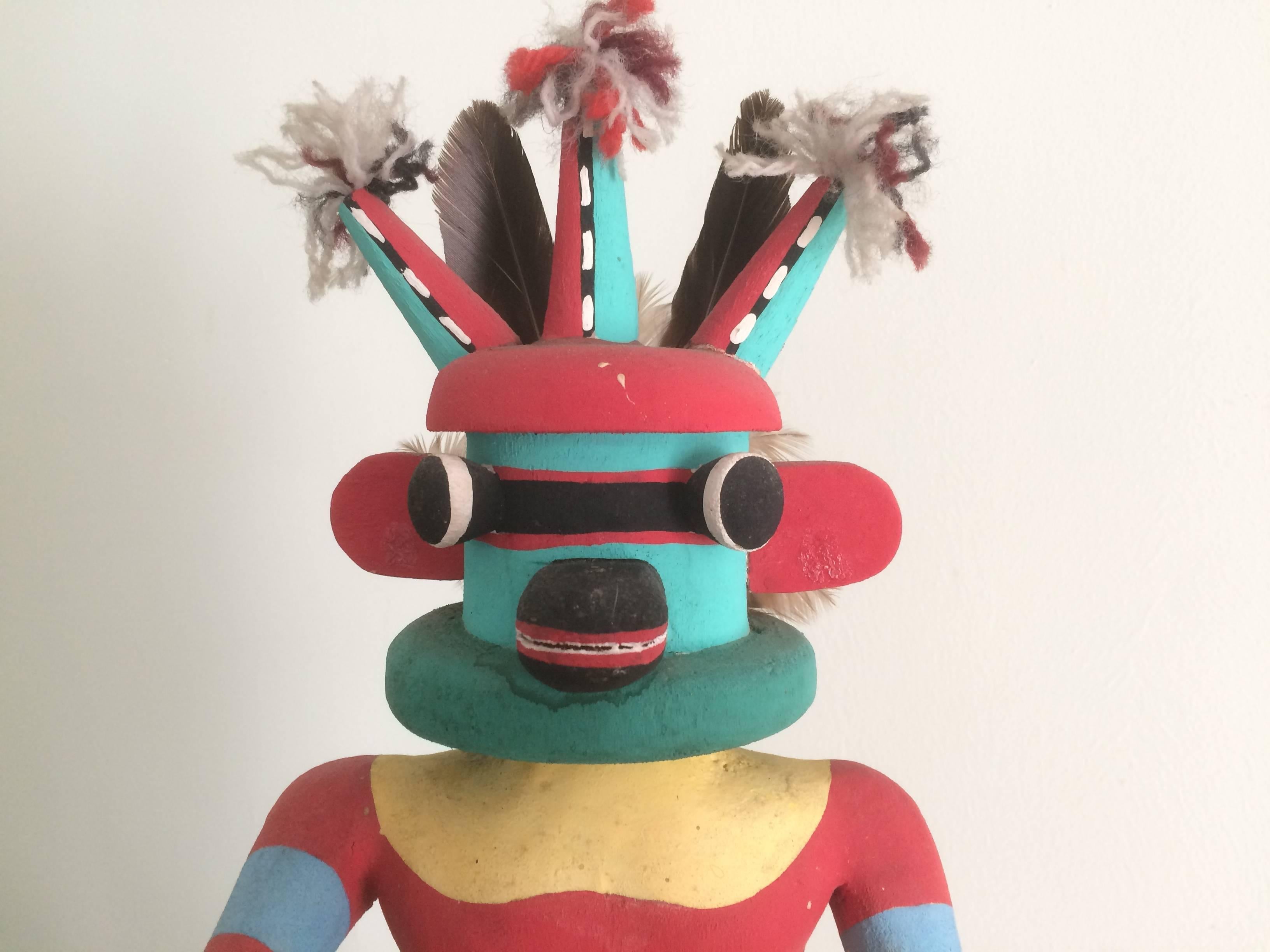  Vinatge hand painted Kachina or Katsina doll. Payik Ala (Three-Horned Kachina) - a Warrior Kachina, a guard representing swiftness and action. 