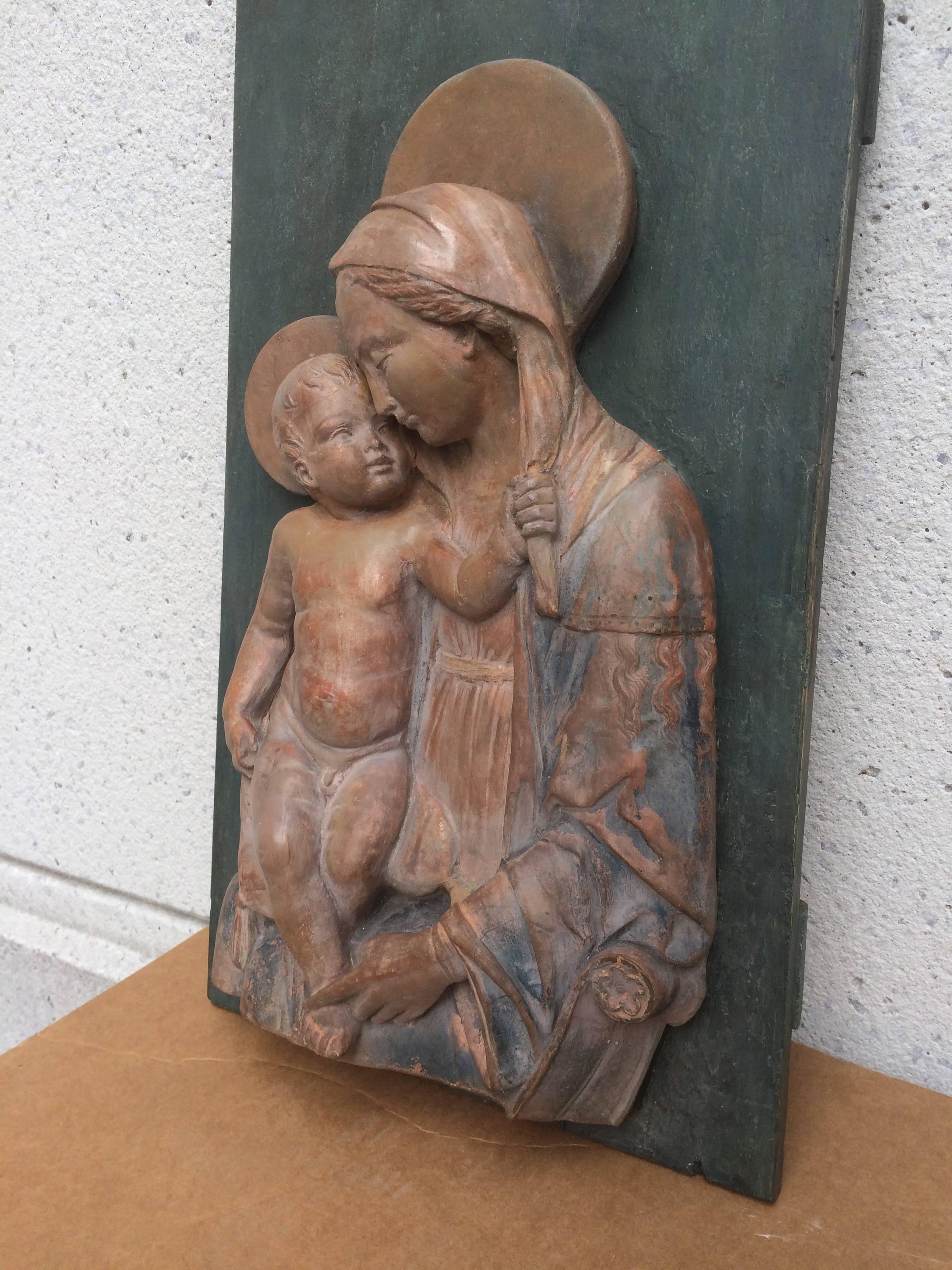 Italian Terracotta Relief of the Madonna and Child After Andrea Della Robbia 1
