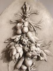 Large French Oval Plaster Relief of Hanging Vegetables