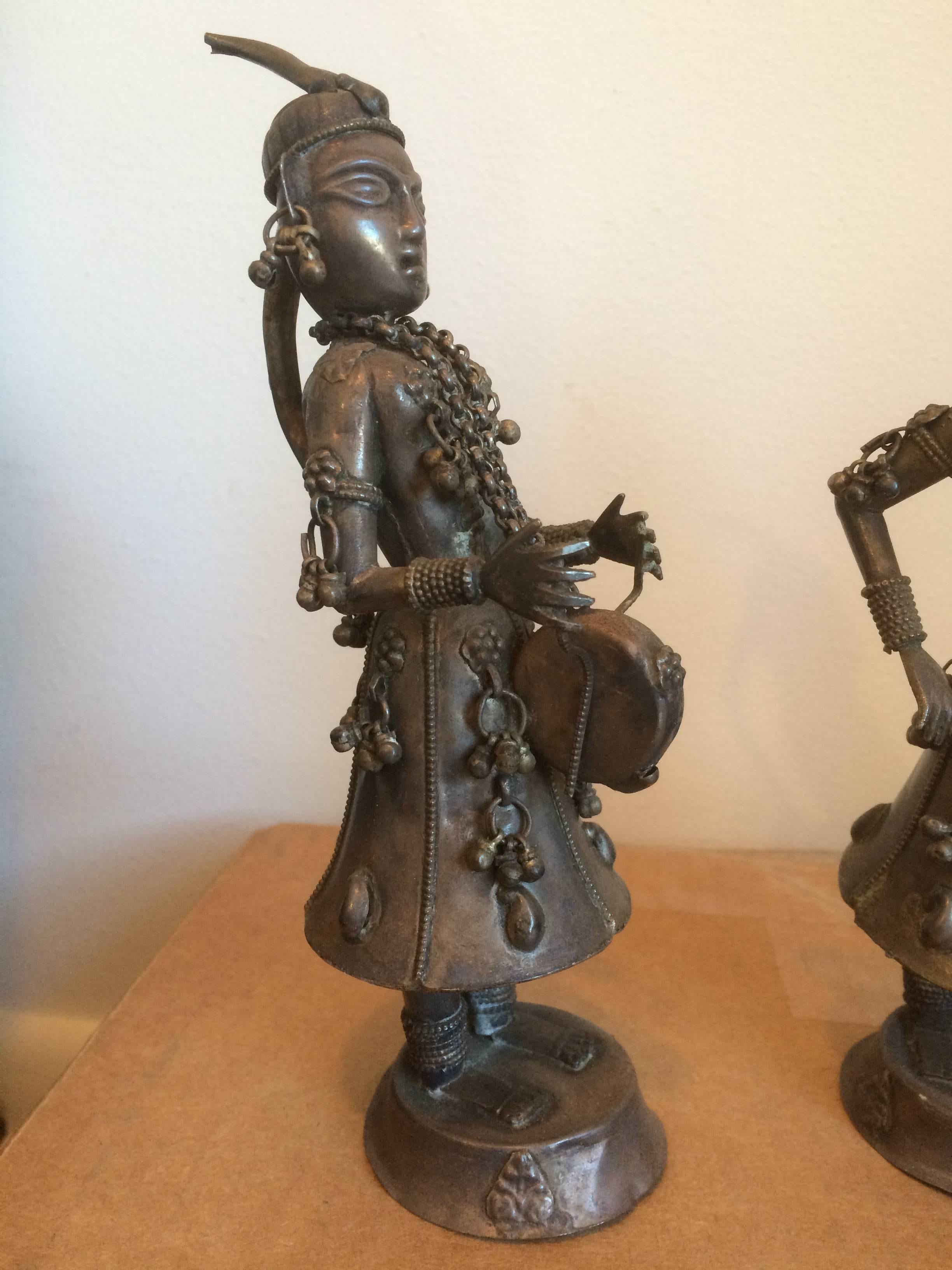 Group of Four Nepalese Silver Musicians In Excellent Condition In Stamford, CT