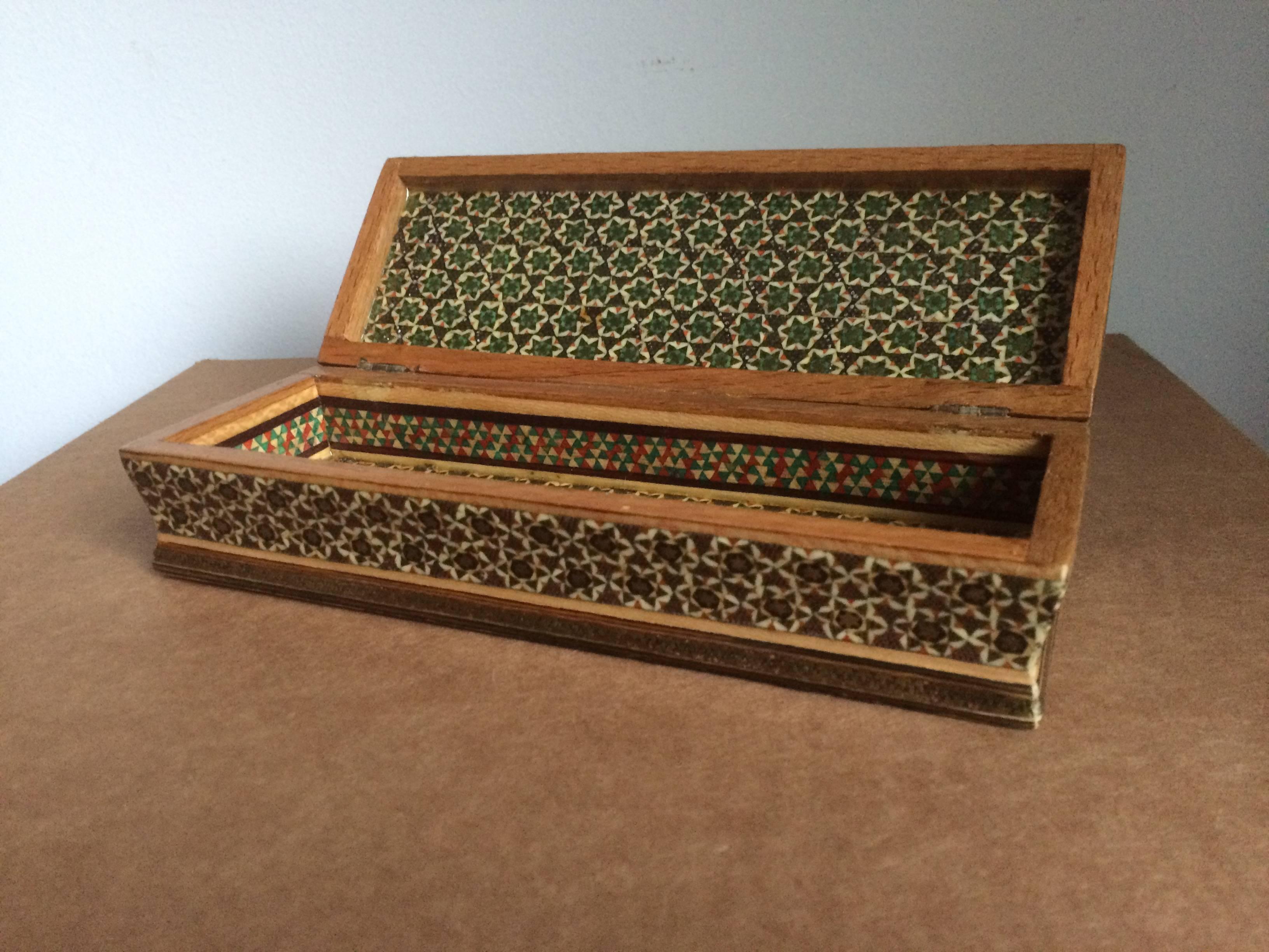 Other Persian Inlaid Pen Box with Painted Polo Players