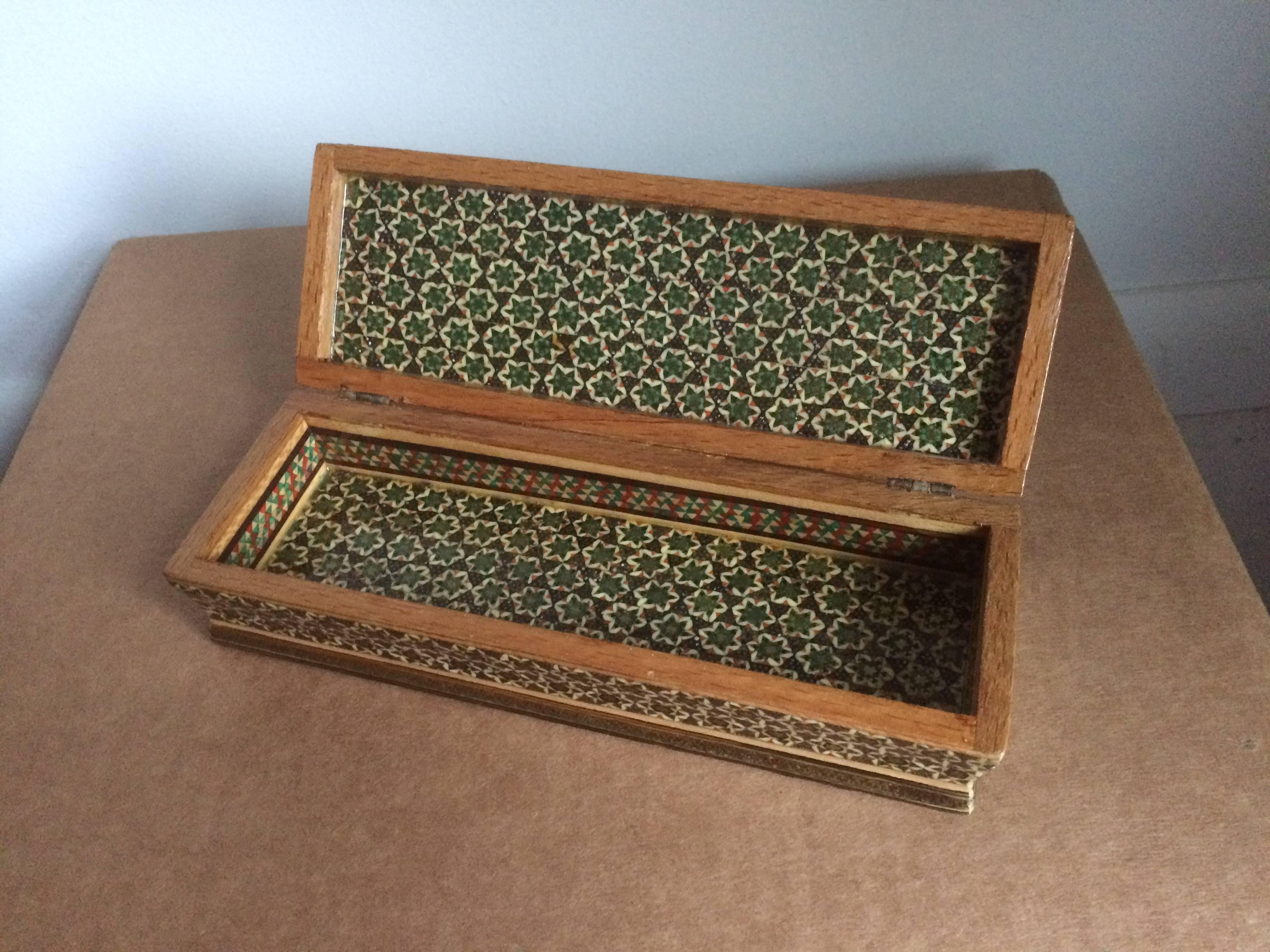 Persian Inlaid Pen Box with Painted Polo Players 1
