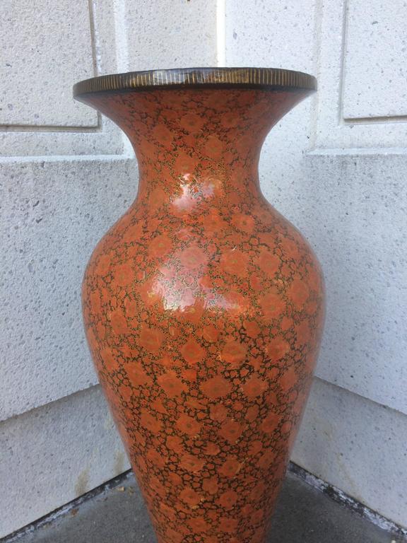 Red Lacquer Papier Mache Urn, Large Scale For Sale at 1stDibs