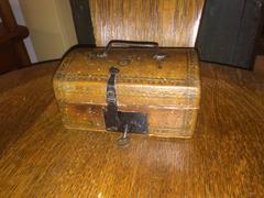 French Tooled Leather and Wrought Iron Box