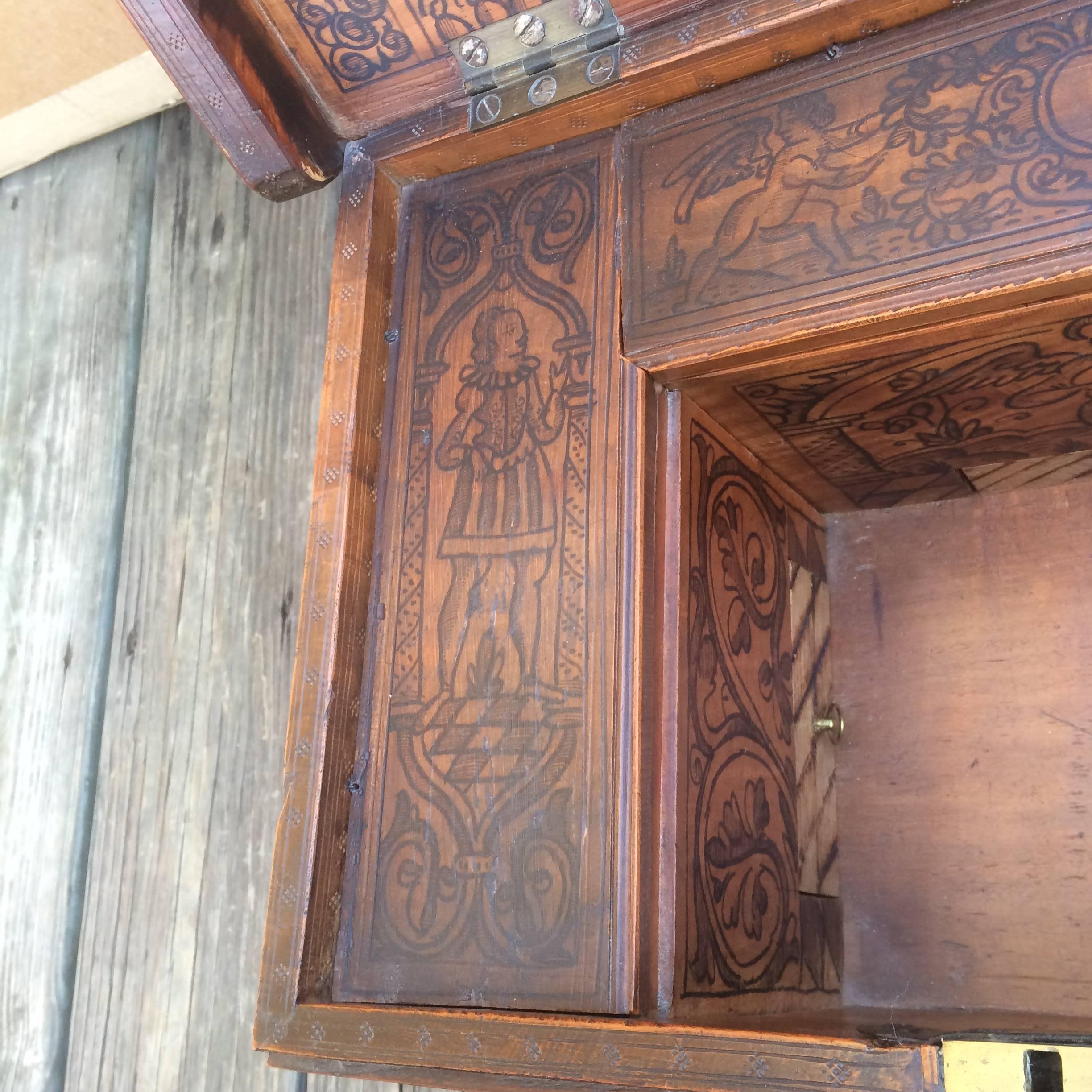 16th Century Italian Cypress Penwork Chest, Val d'Adige 2