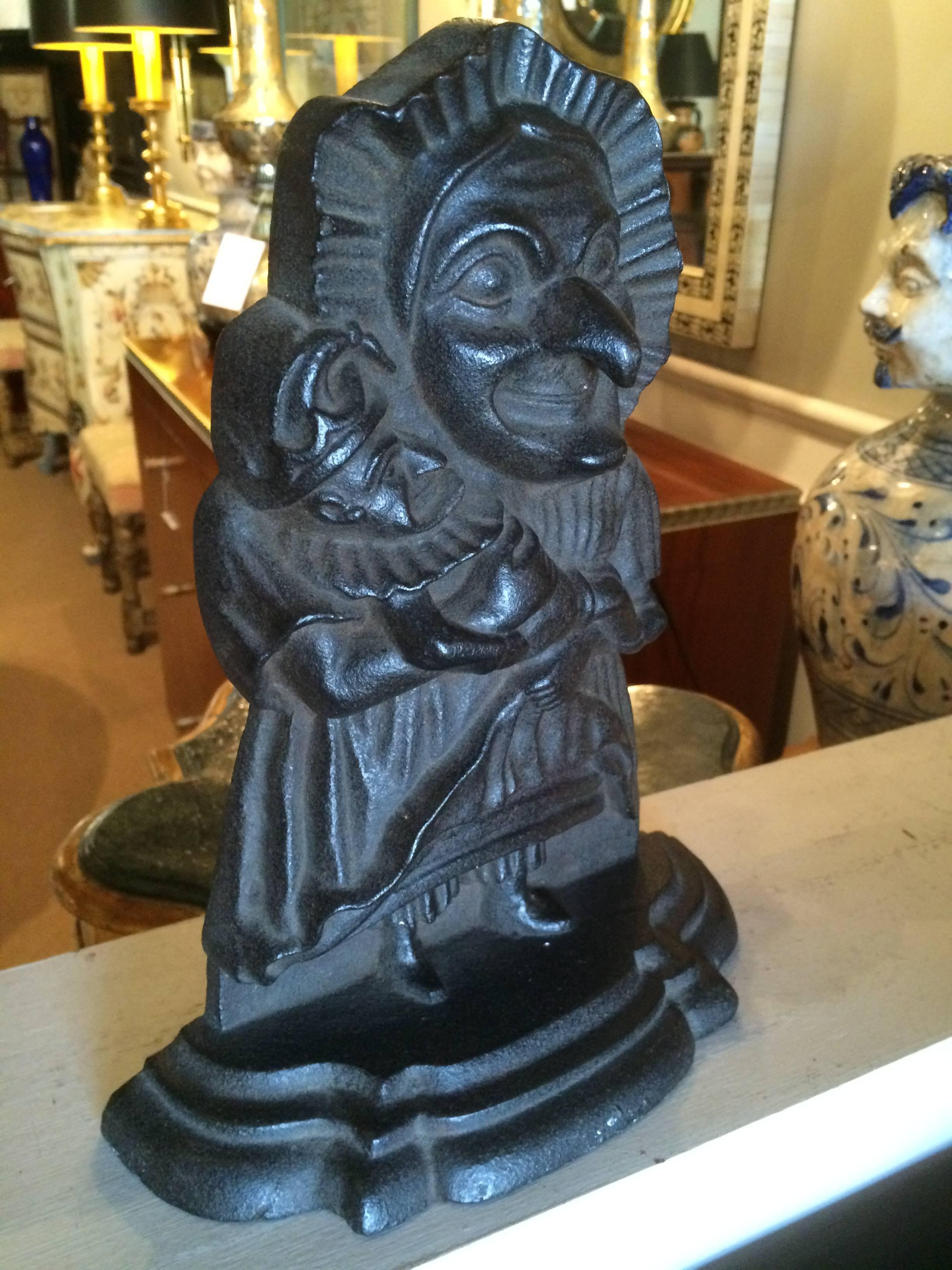 'Punch and Judy' Cast Iron Door Stop In Good Condition In Stamford, CT