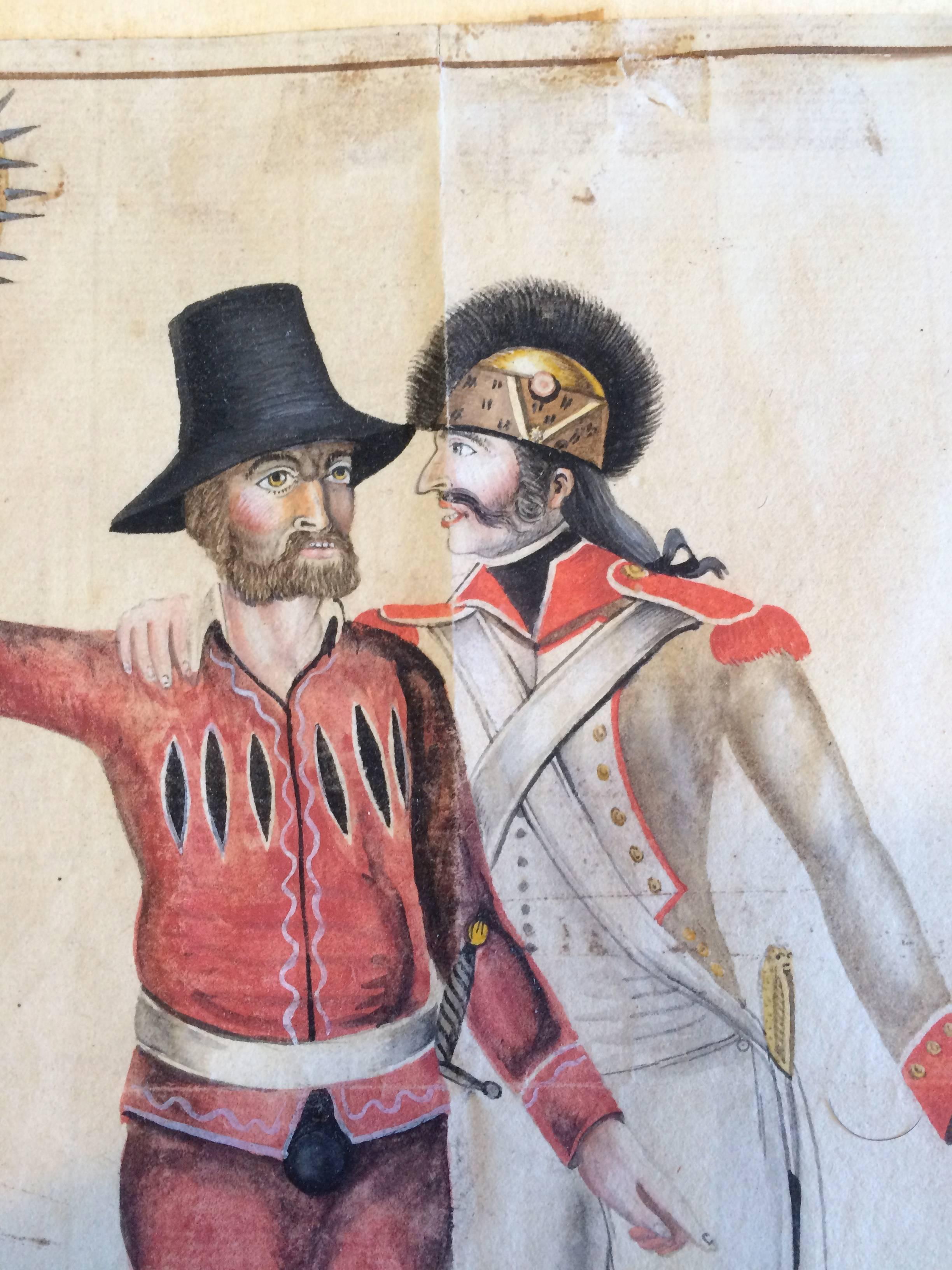 18th Century French or Swiss Military Watercolor, Signed and Dated For Sale 2