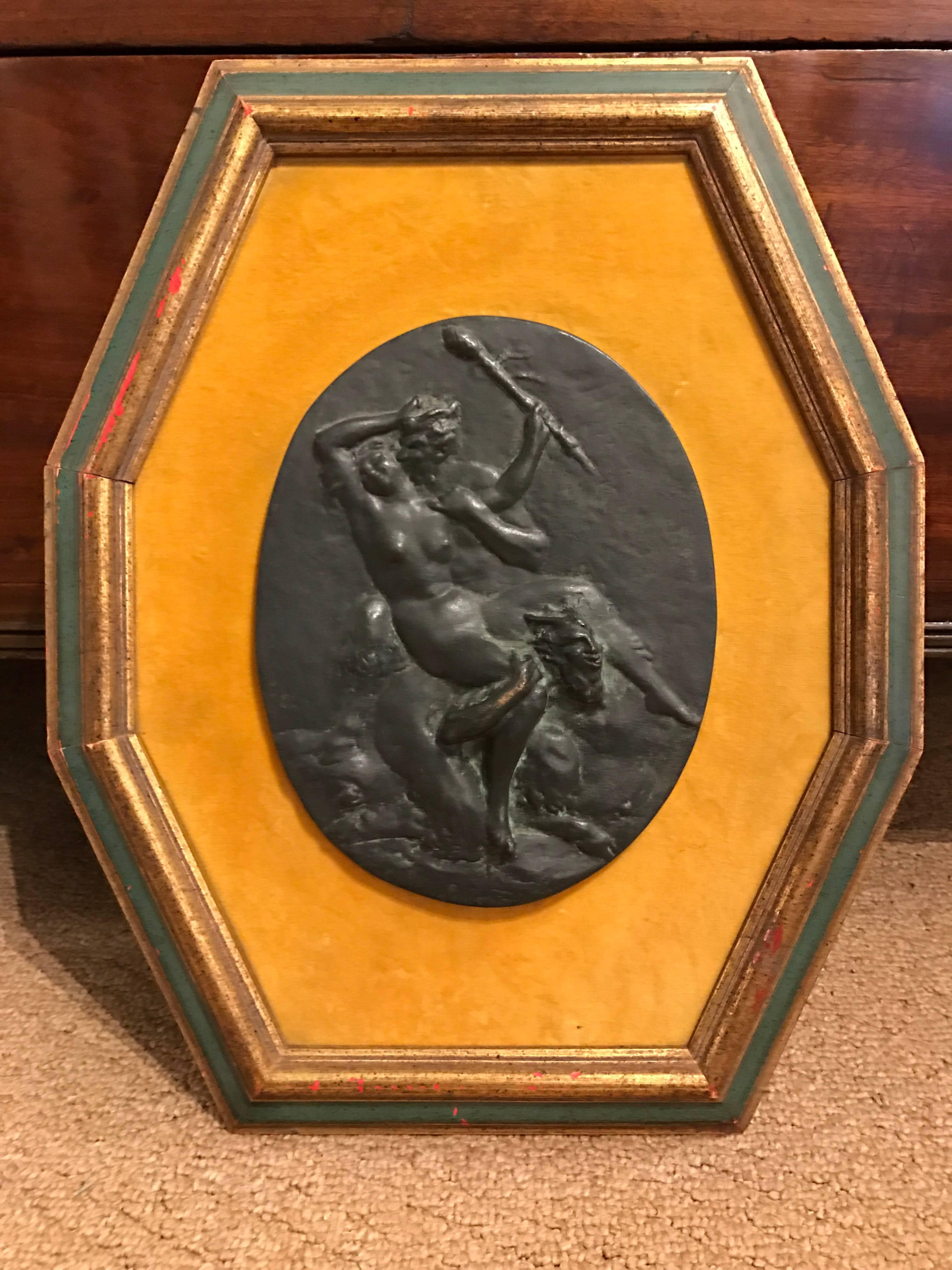 19th Century Austrian Erotic Bronze Plaque of Satyrs and Nymph