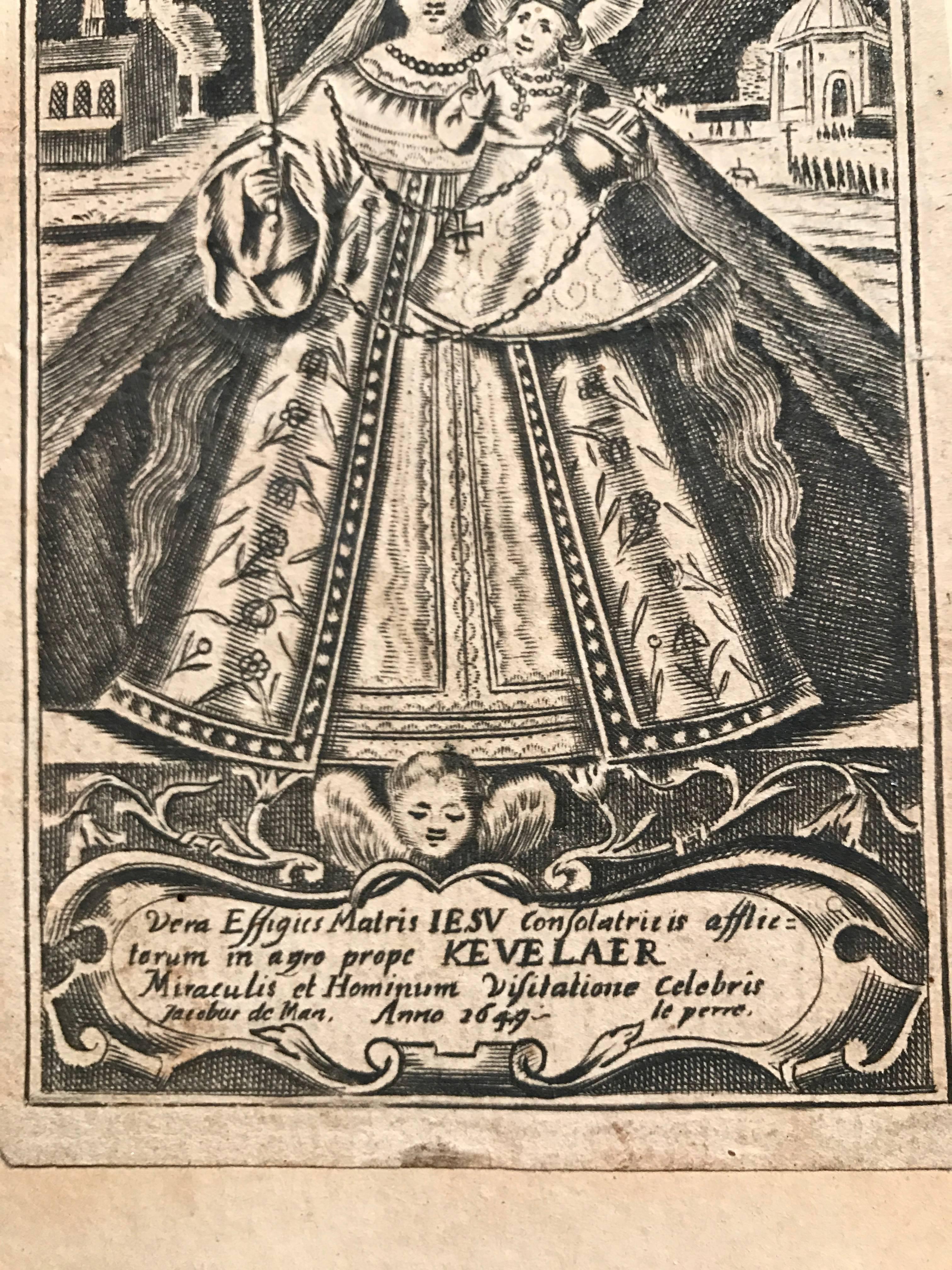 Baroque Etching of Mary, Consoler of the Afflicted, Devotional Print, 1649 2