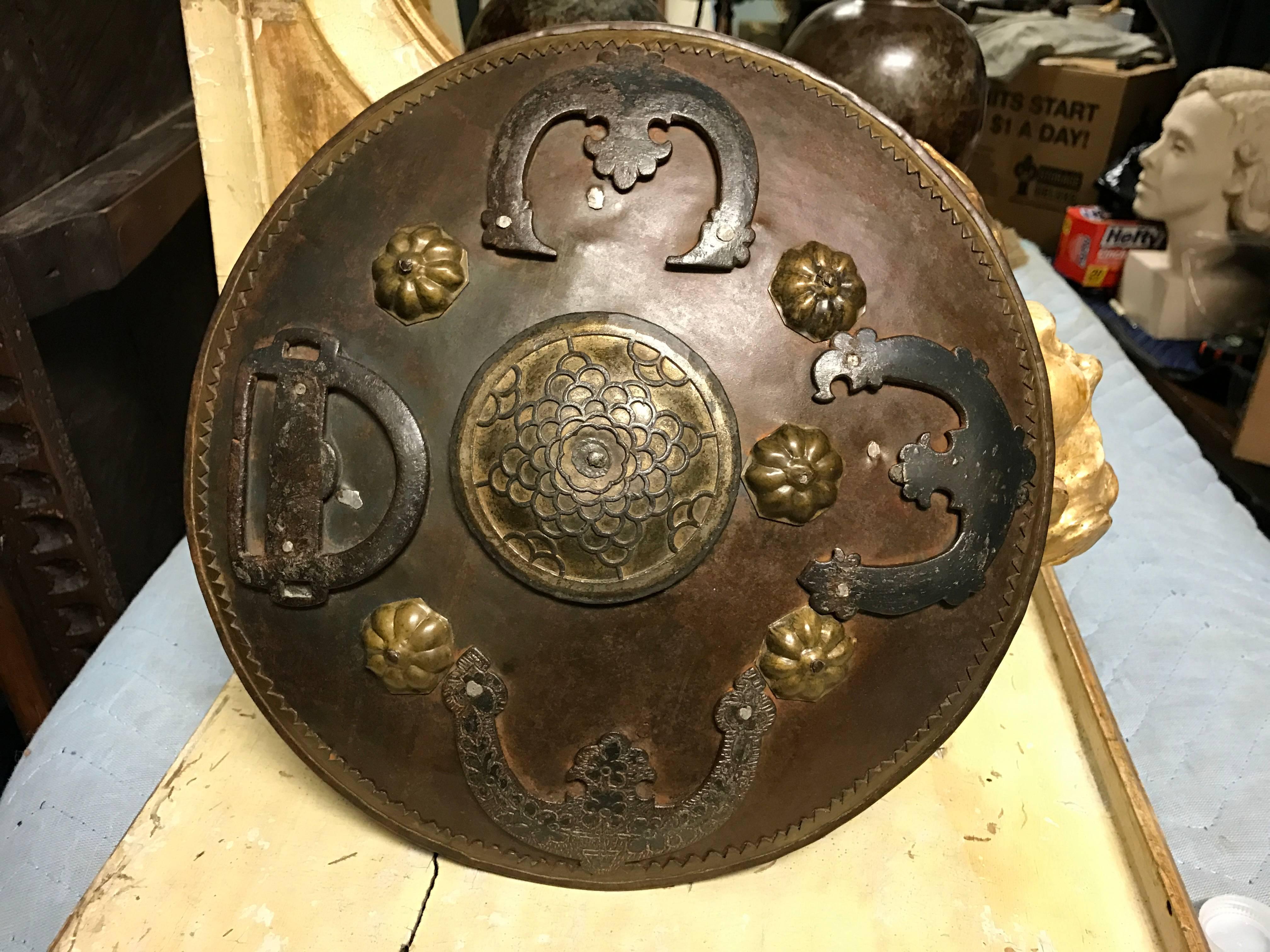 Ottoman Iron and Brass Miniature Shield In Excellent Condition In Stamford, CT