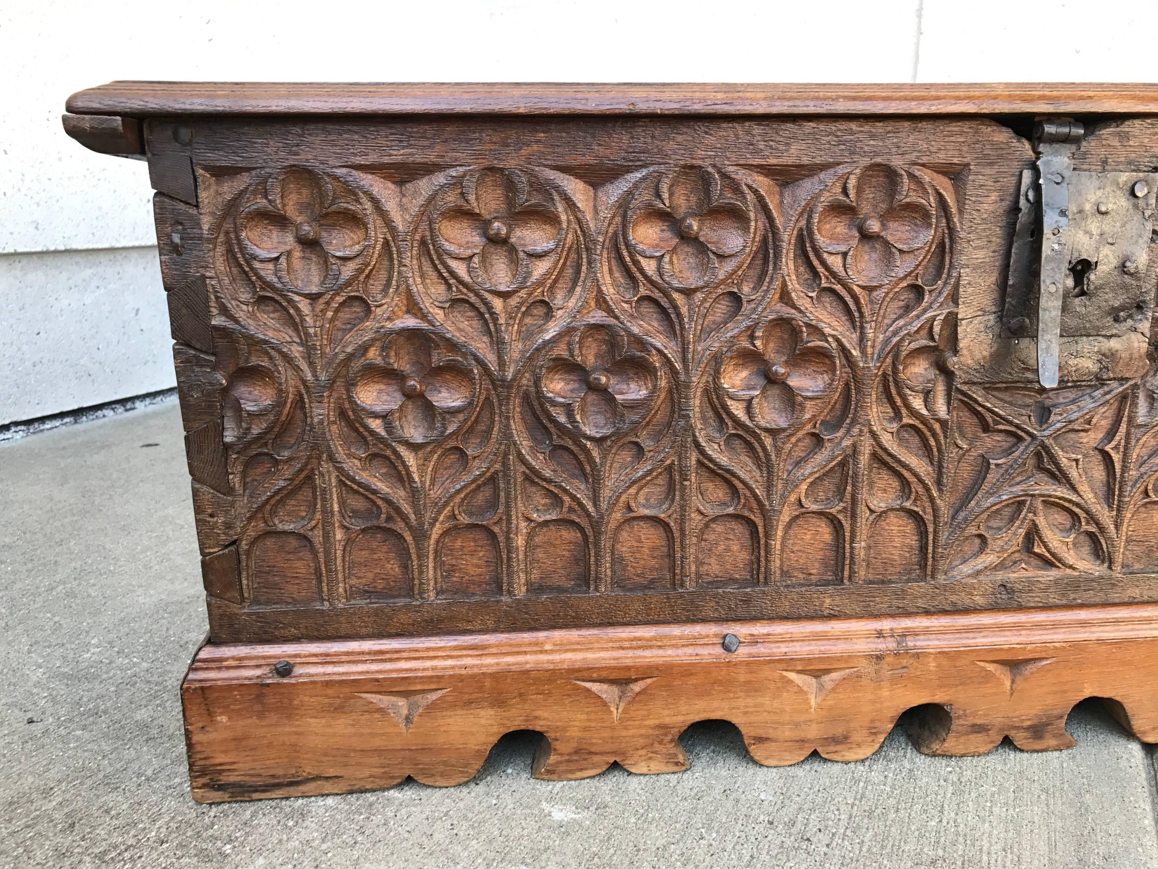 French Gothic Carved Oak Coffer 1
