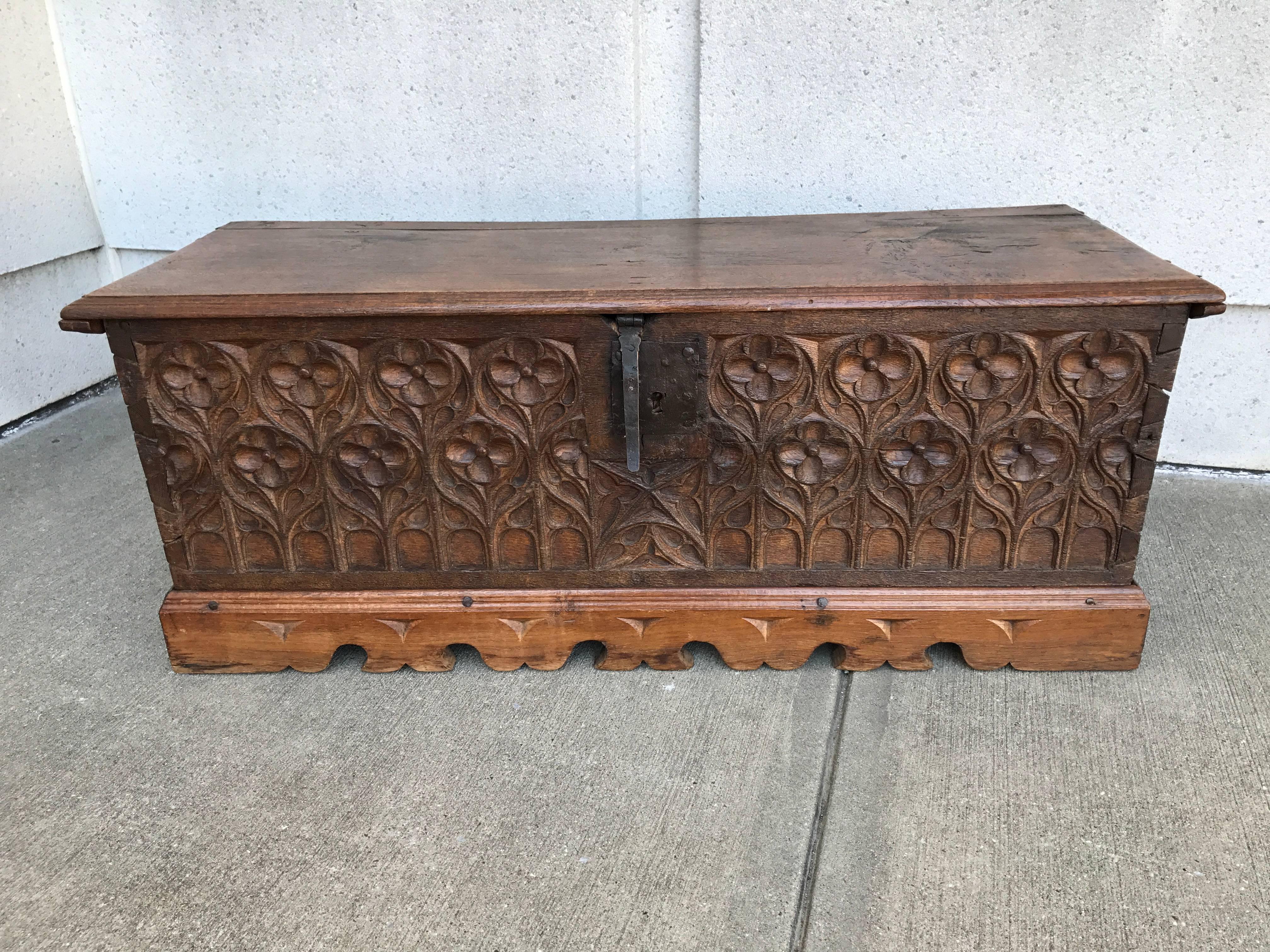 French Gothic Carved Oak Coffer 6