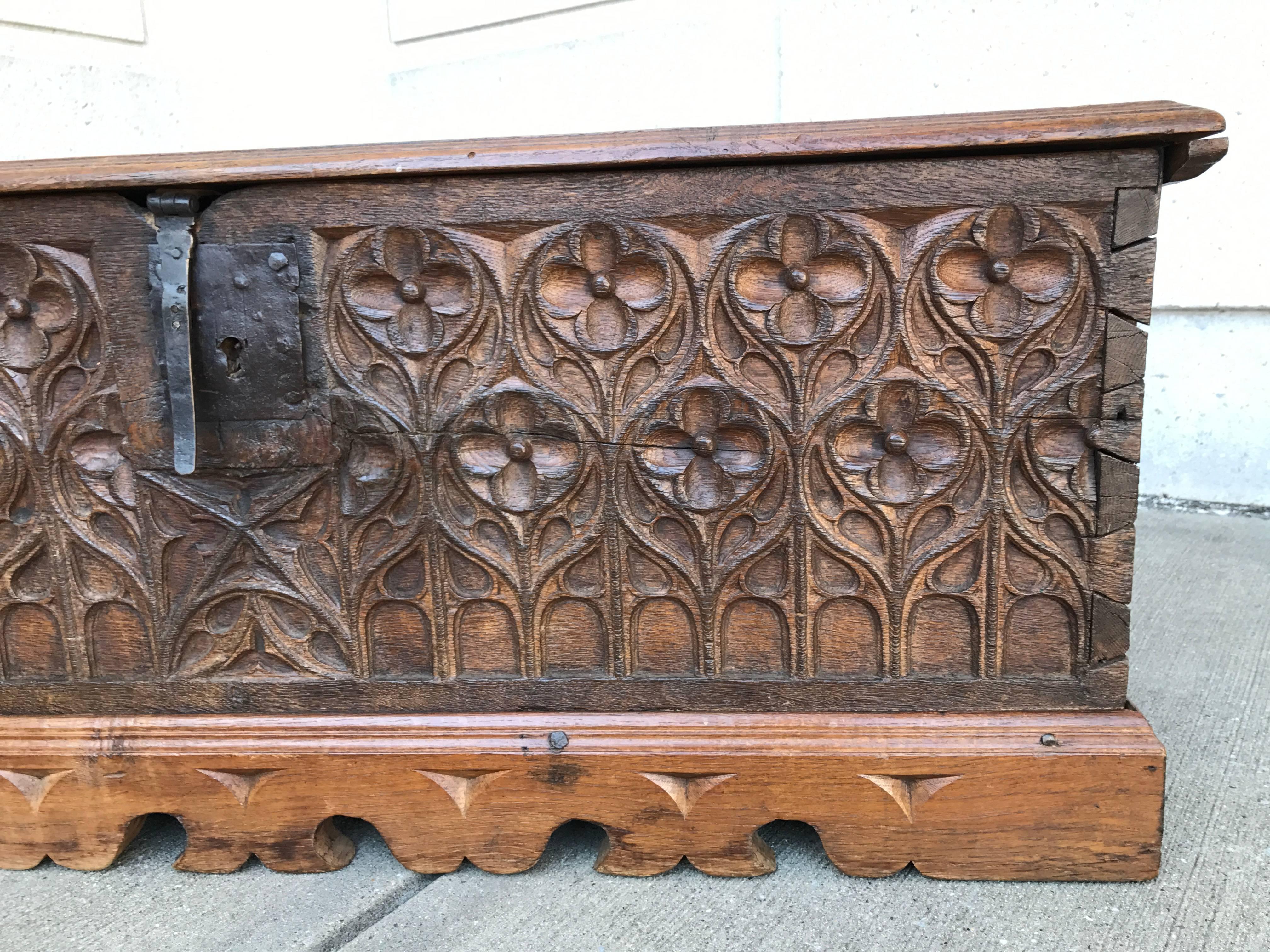 French Gothic Carved Oak Coffer 2