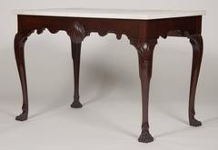 Irish Mahogany Marble-Top Console Table