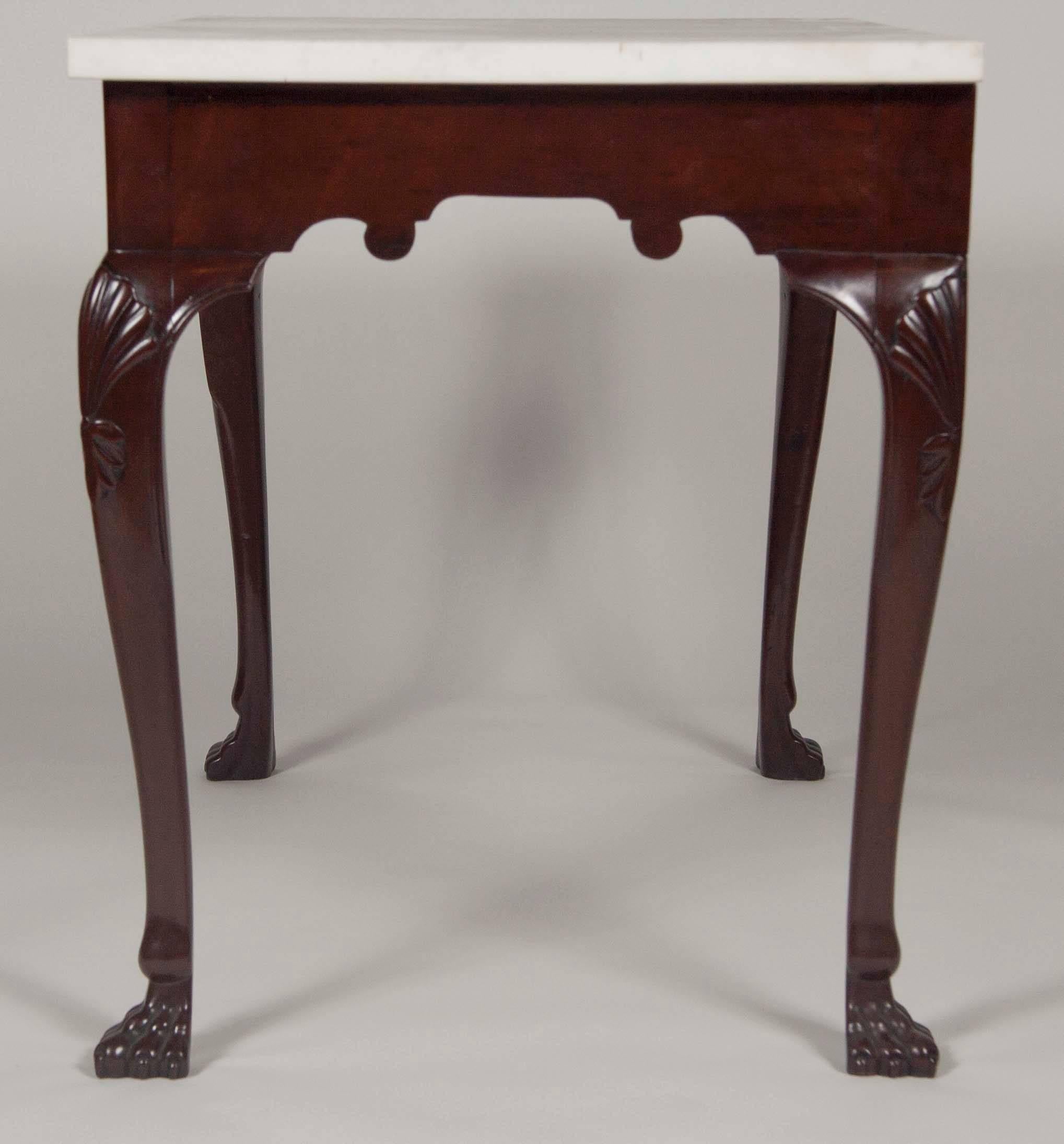 Irish Mahogany Marble-Top Console Table In Excellent Condition In Stamford, CT