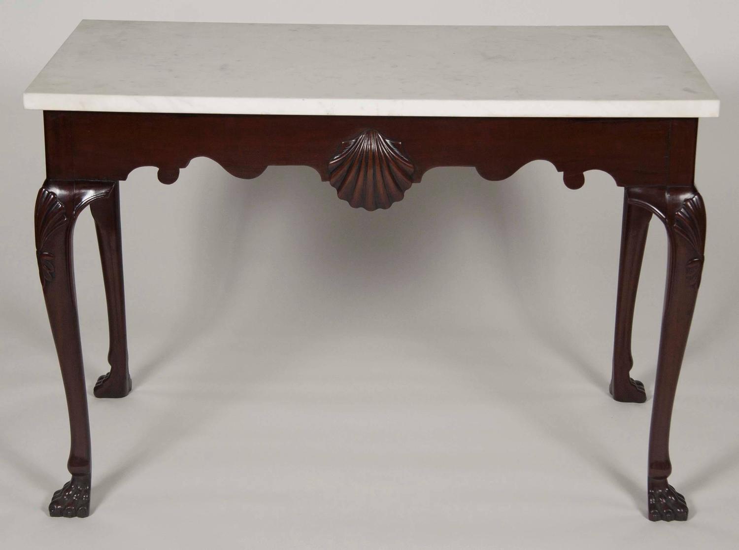 Irish Mahogany MarbleTop Console Table For Sale at 1stdibs