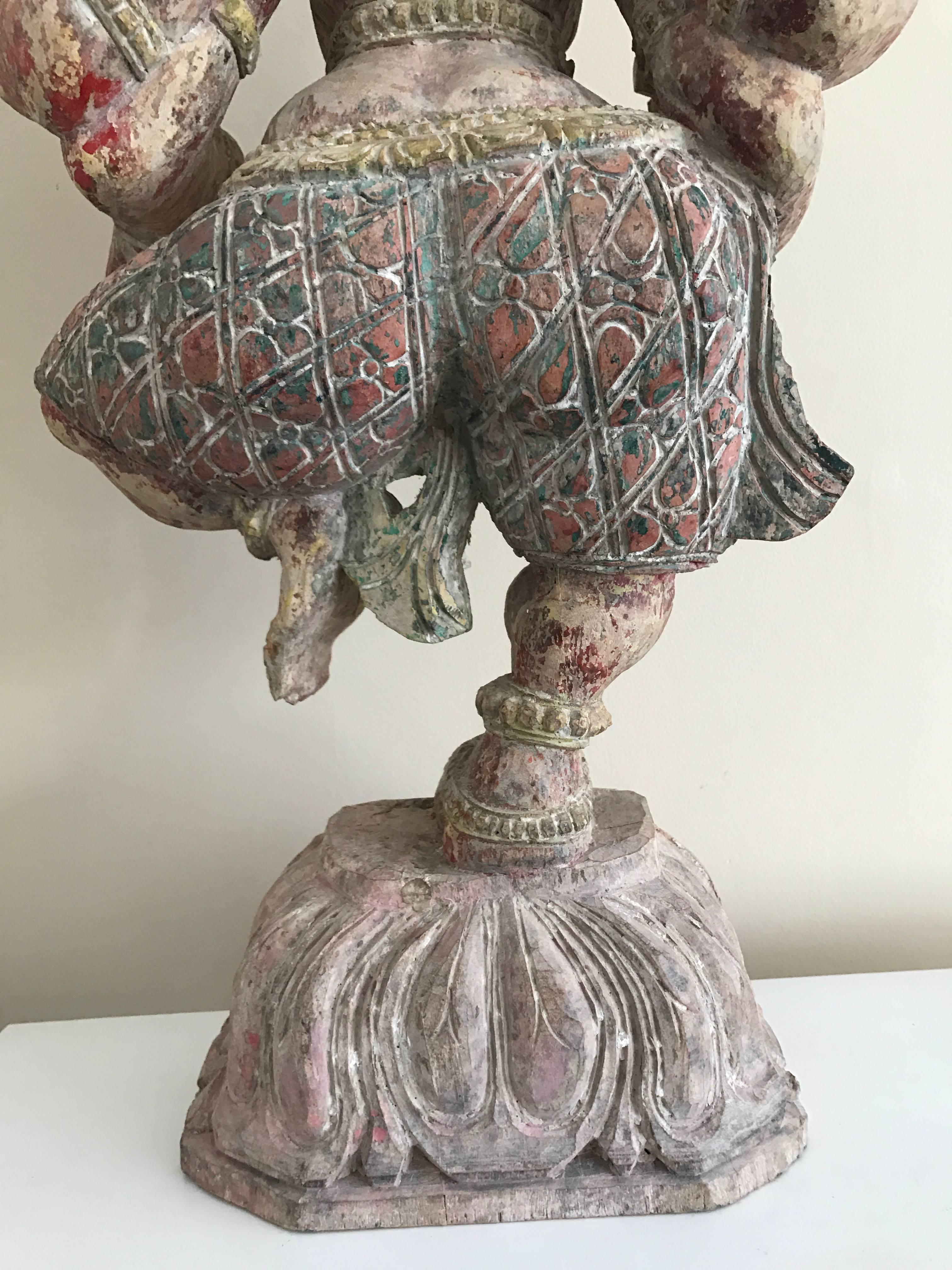 20th Century Carved Wood Figure of the Dancing Ganesha