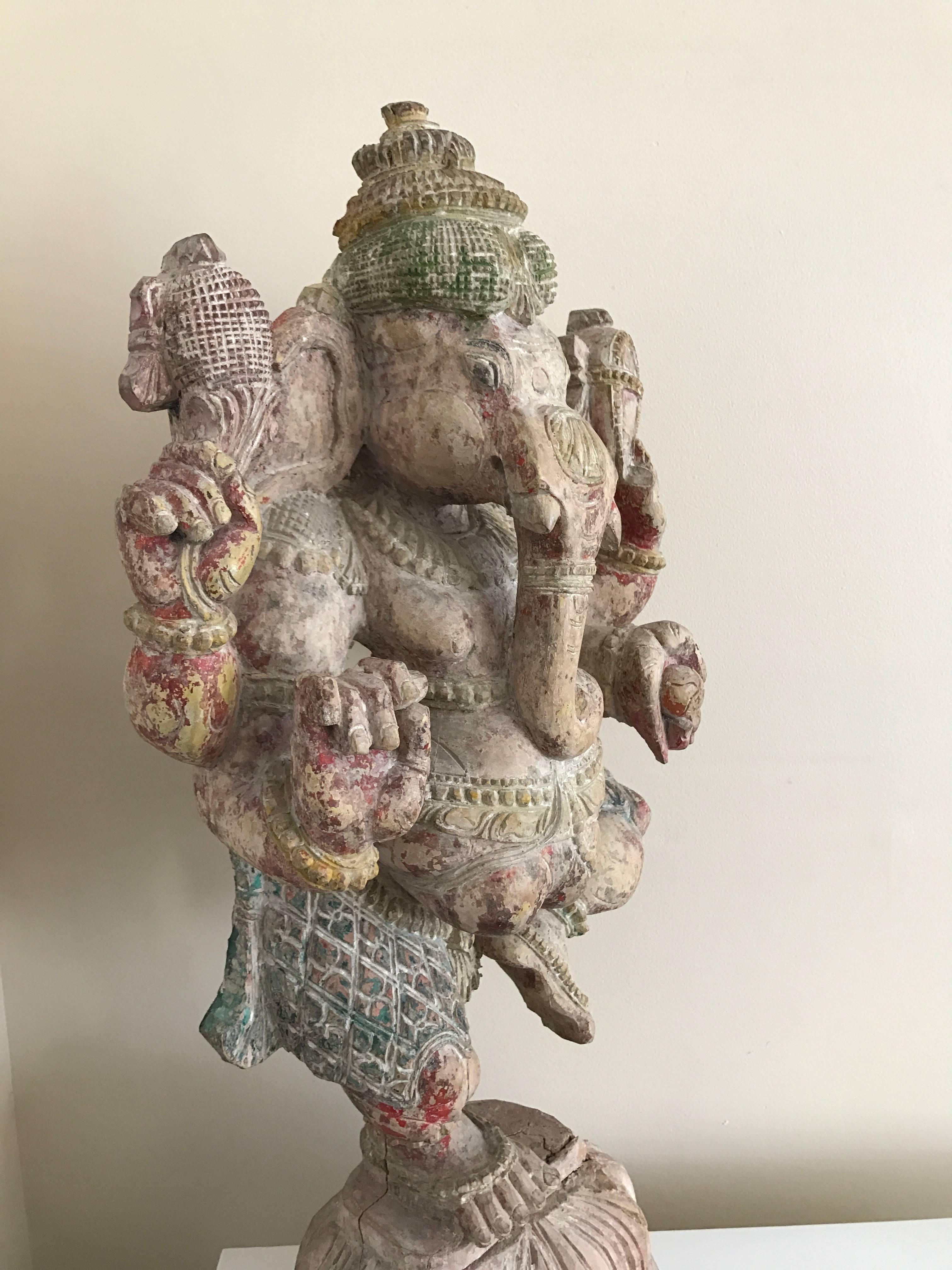 Carved Wood Figure of the Dancing Ganesha 1